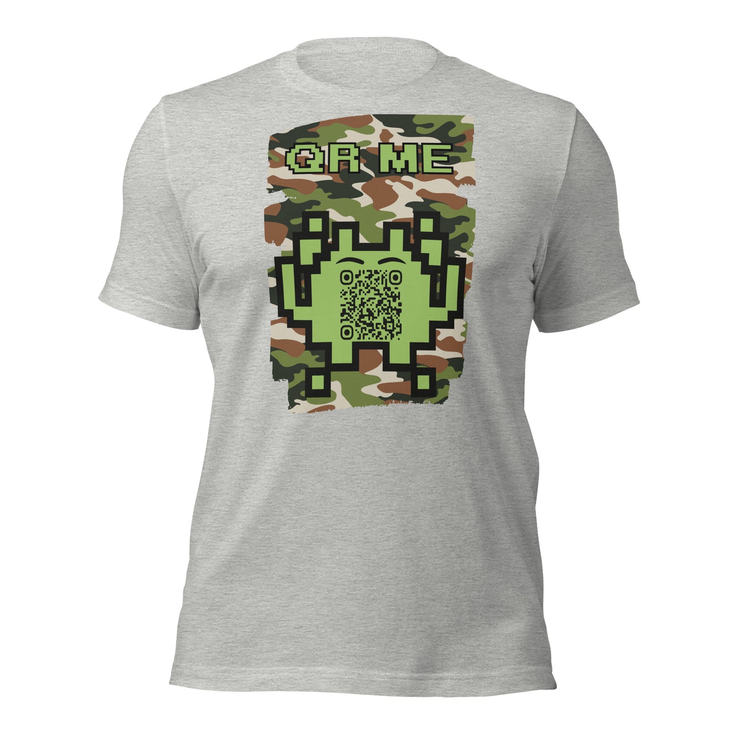 Green Camo Alien QR Code T-Shirt β For Gamers and Digital Creators