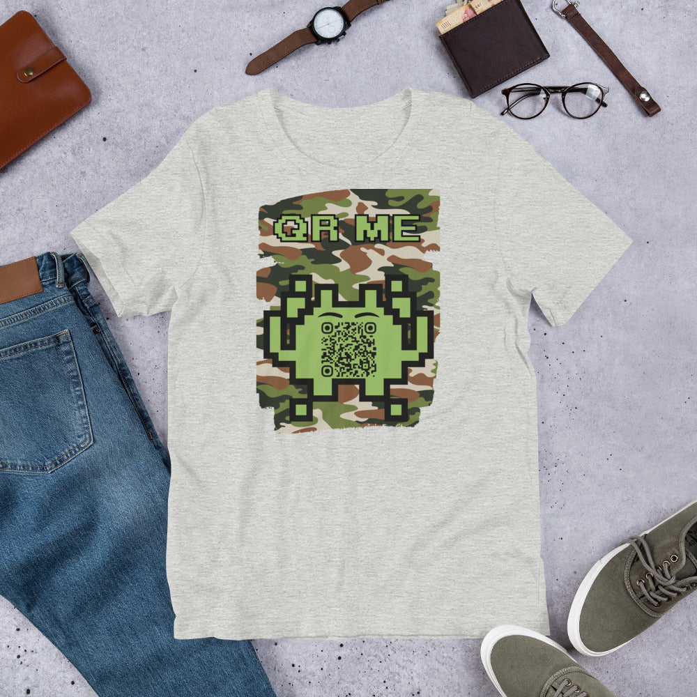 Green Camo Alien QR Code T-Shirt β For Gamers and Digital Creators