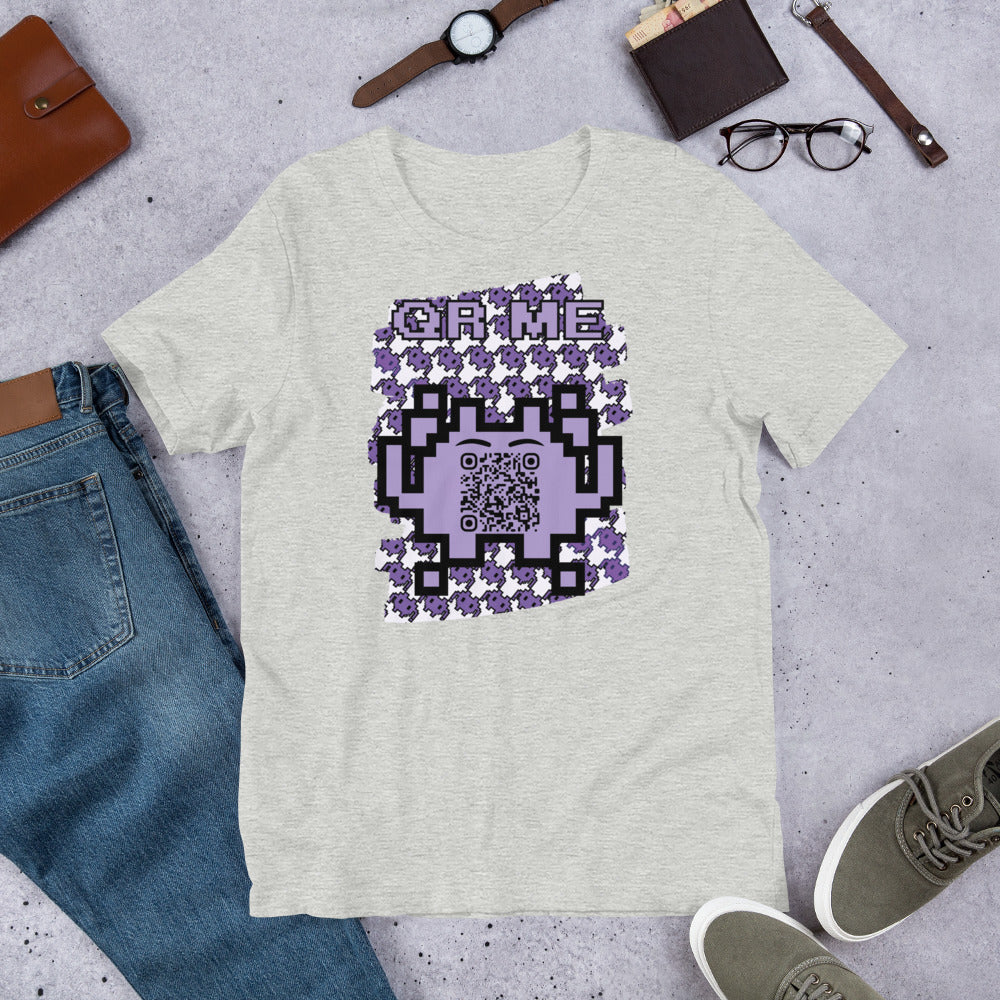 Purple Alien QR Code T-Shirt – For Gamers and YouTubers