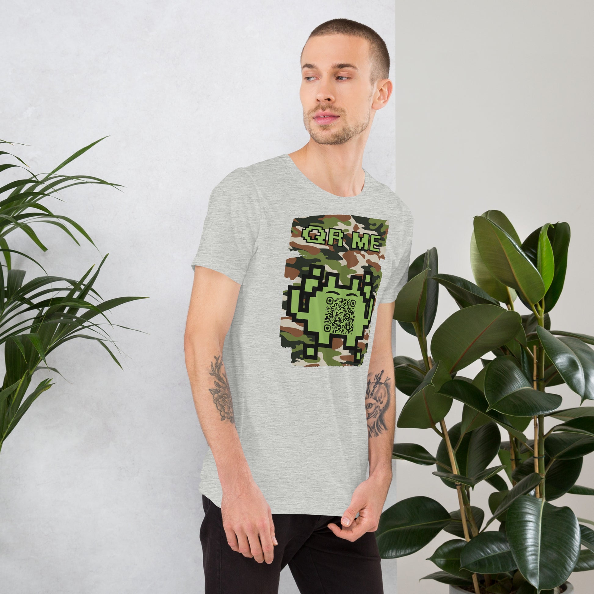 Green Camo Alien QR Code T-Shirt β For Gamers and Digital Creators