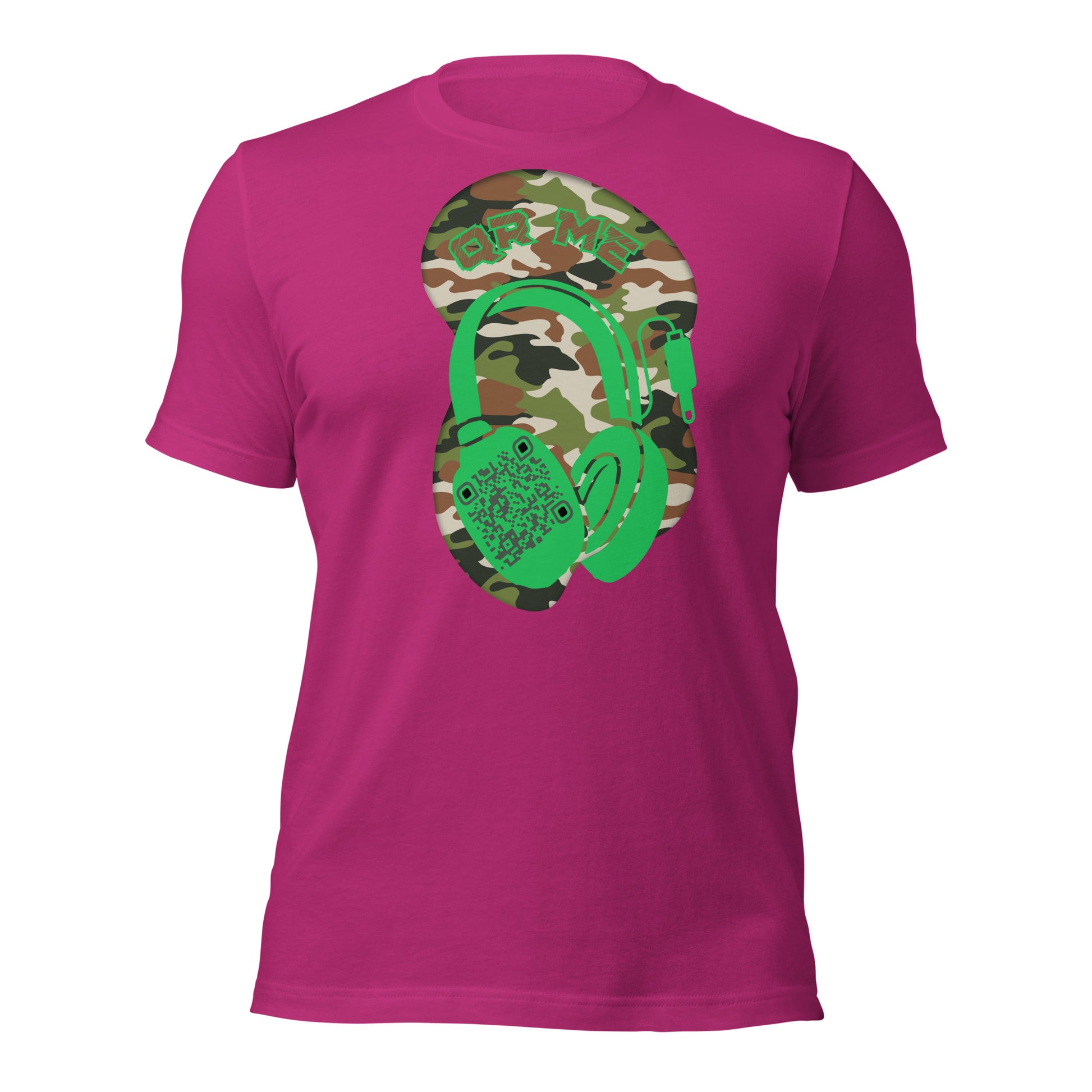 Green Camo QR Code T-Shirt – Share Your Music in Style