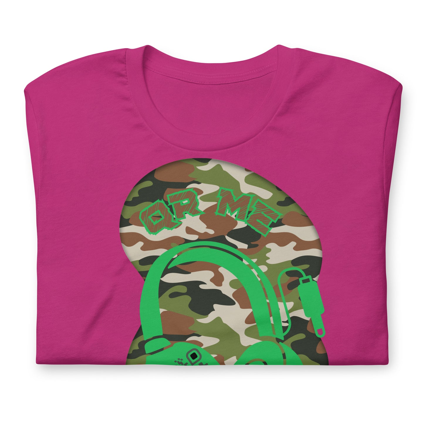 Green Camo QR Code T-Shirt – Share Your Music in Style