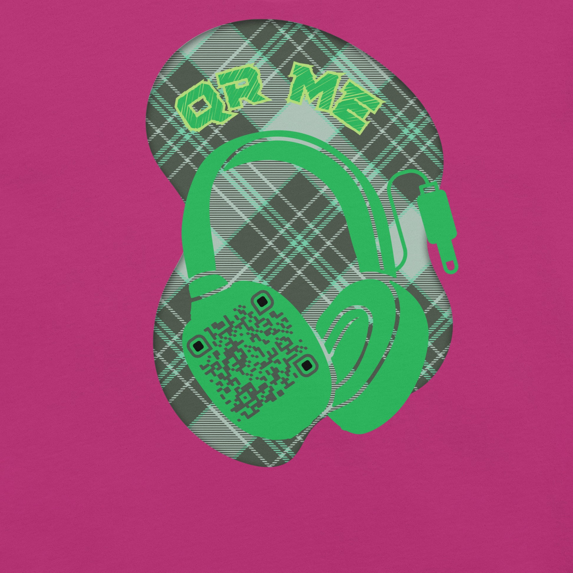 Green Check QR Code T-Shirt – Share Your Music with a Classic Twist