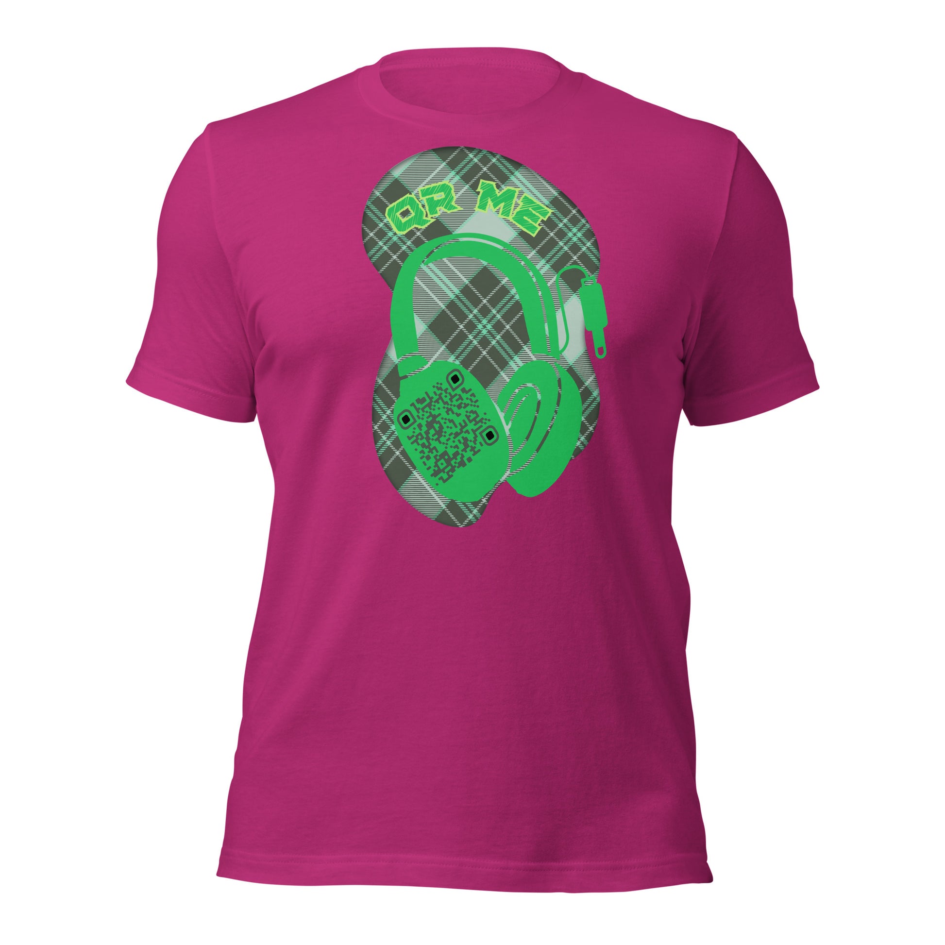 Green Check QR Code T-Shirt – Share Your Music with a Classic Twist