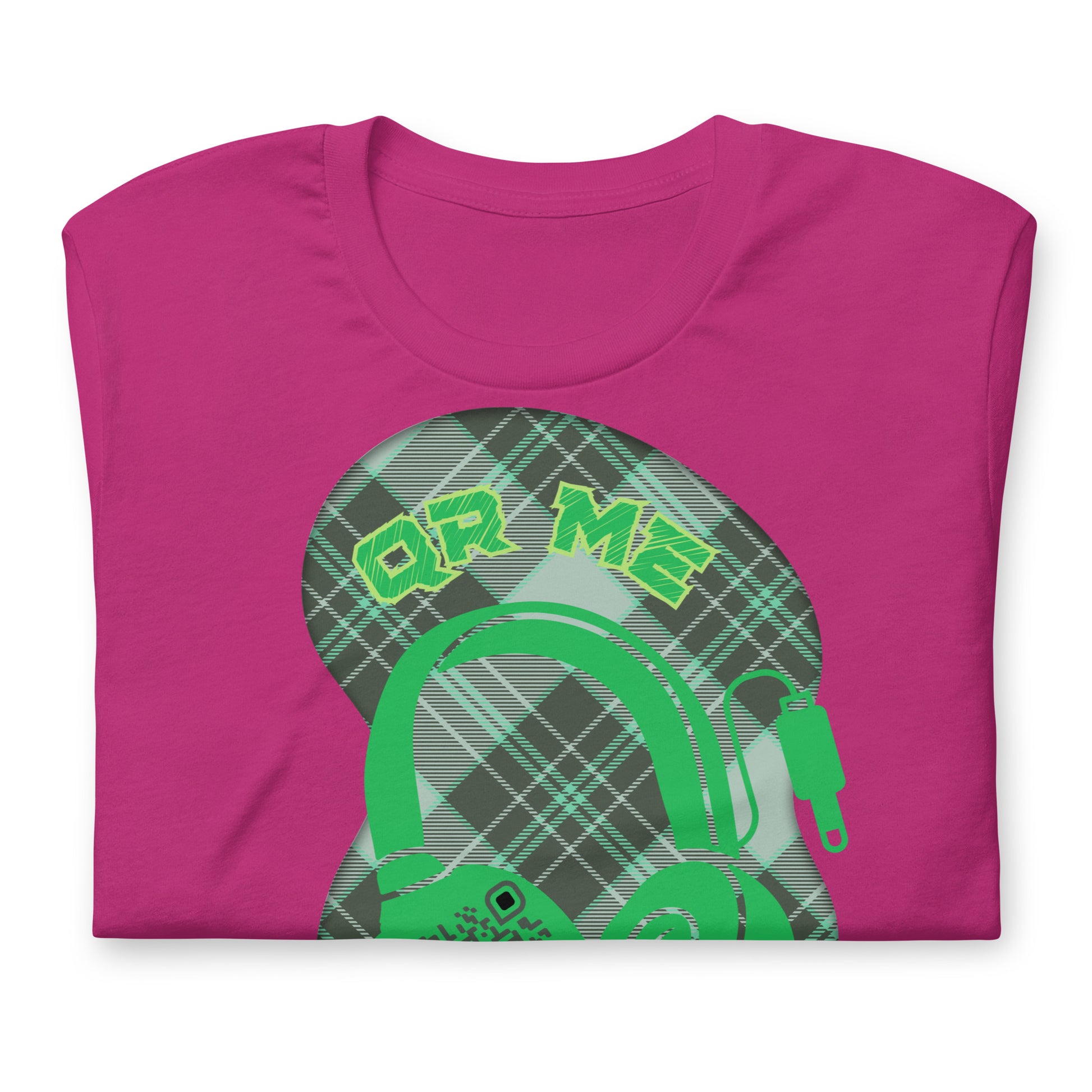 Green Check QR Code T-Shirt – Share Your Music with a Classic Twist