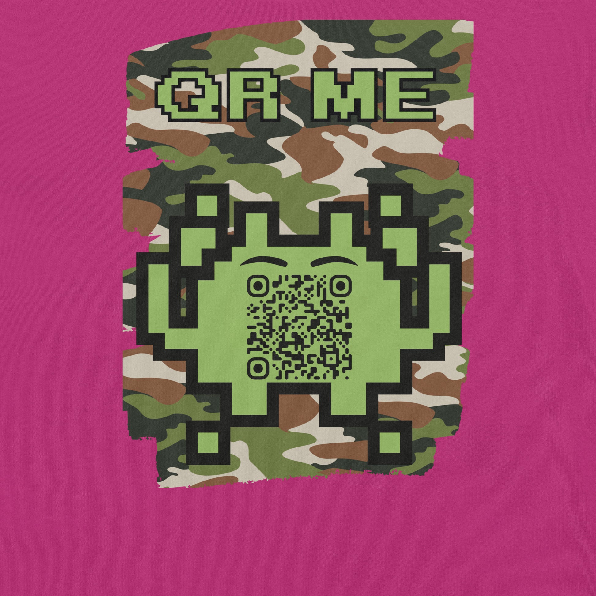 Green Camo Alien QR Code T-Shirt β For Gamers and Digital Creators
