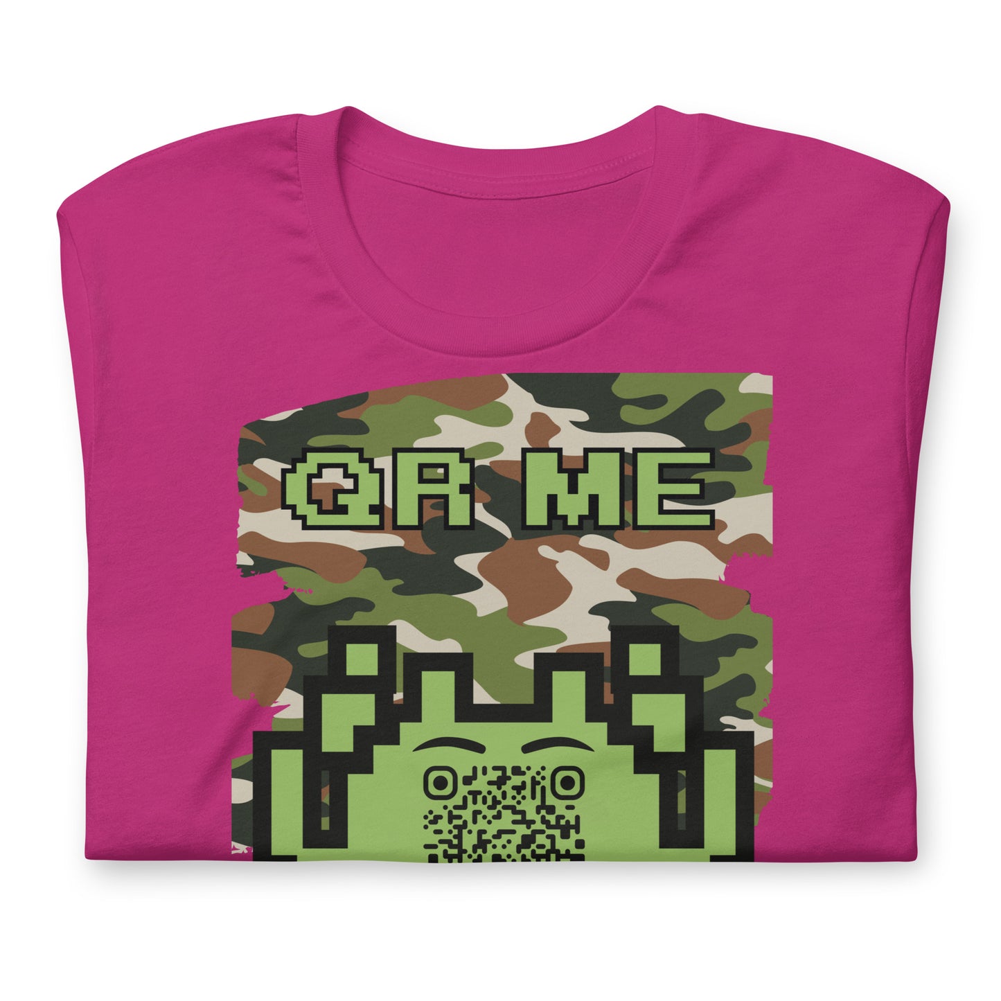 Green Camo Alien QR Code T-Shirt β For Gamers and Digital Creators