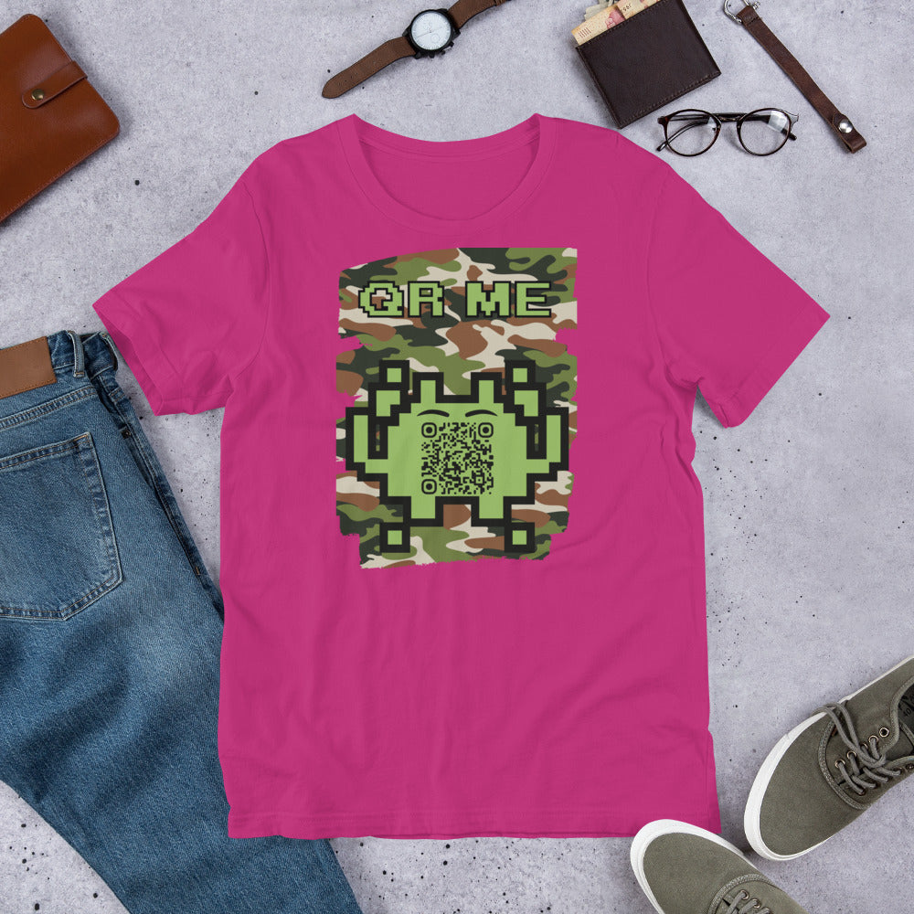 Green Camo Alien QR Code T-Shirt β For Gamers and Digital Creators