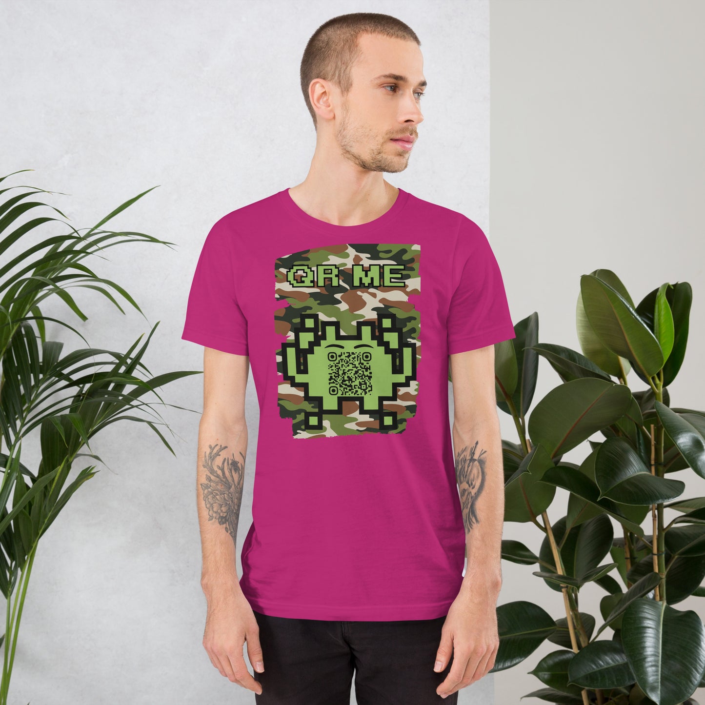Green Camo Alien QR Code T-Shirt β For Gamers and Digital Creators