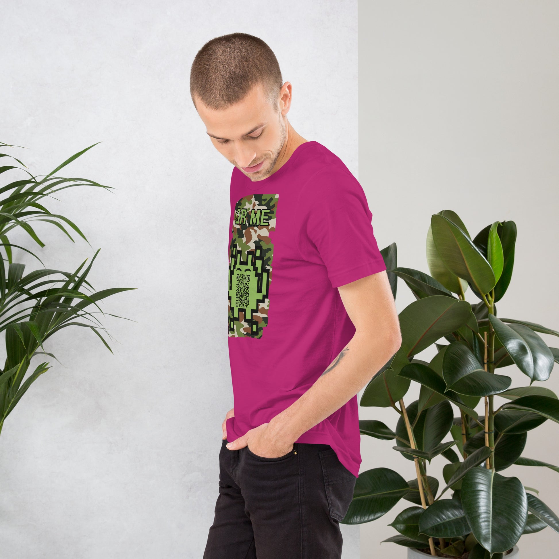 Green Camo Alien QR Code T-Shirt β For Gamers and Digital Creators