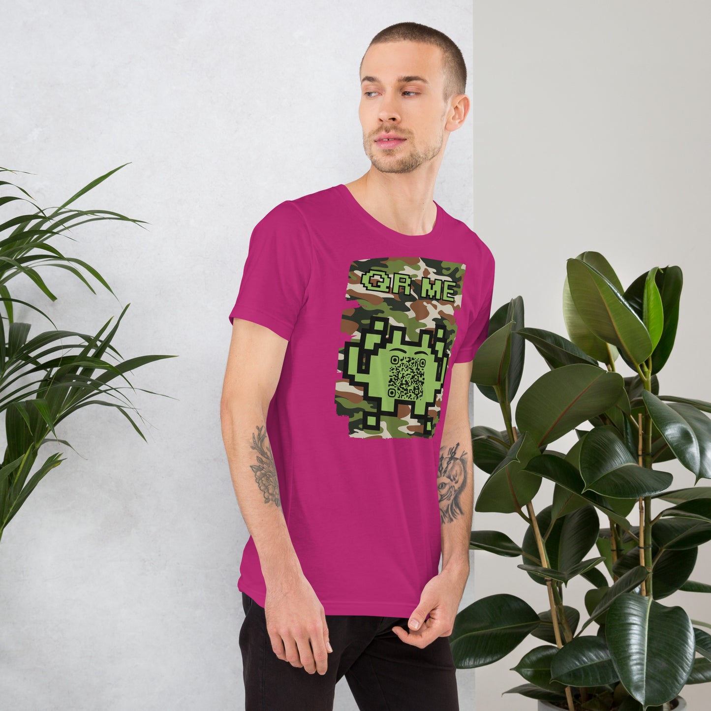 Green Camo Alien QR Code T-Shirt β For Gamers and Digital Creators