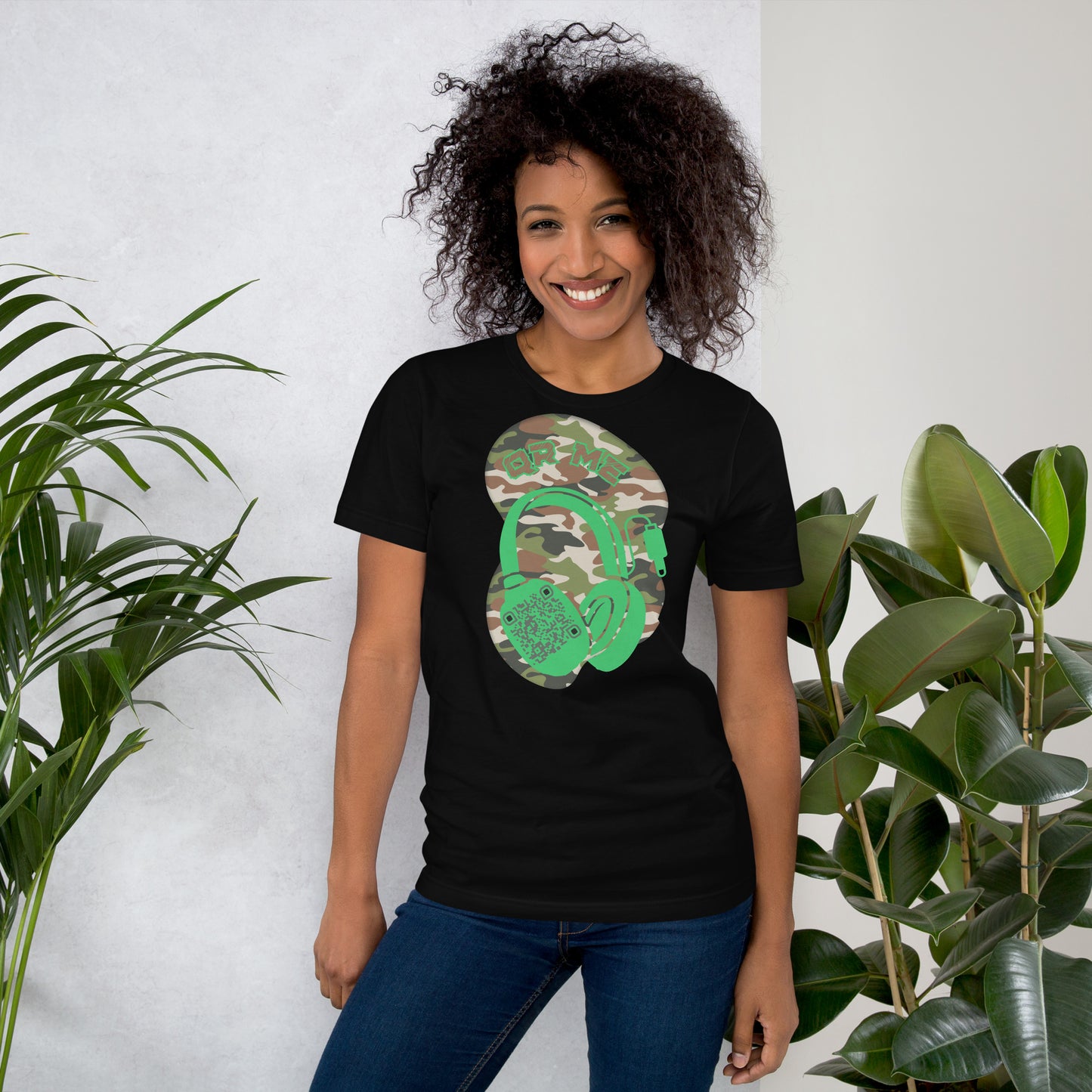Green Camo QR Code T-Shirt – Share Your Music in Style
