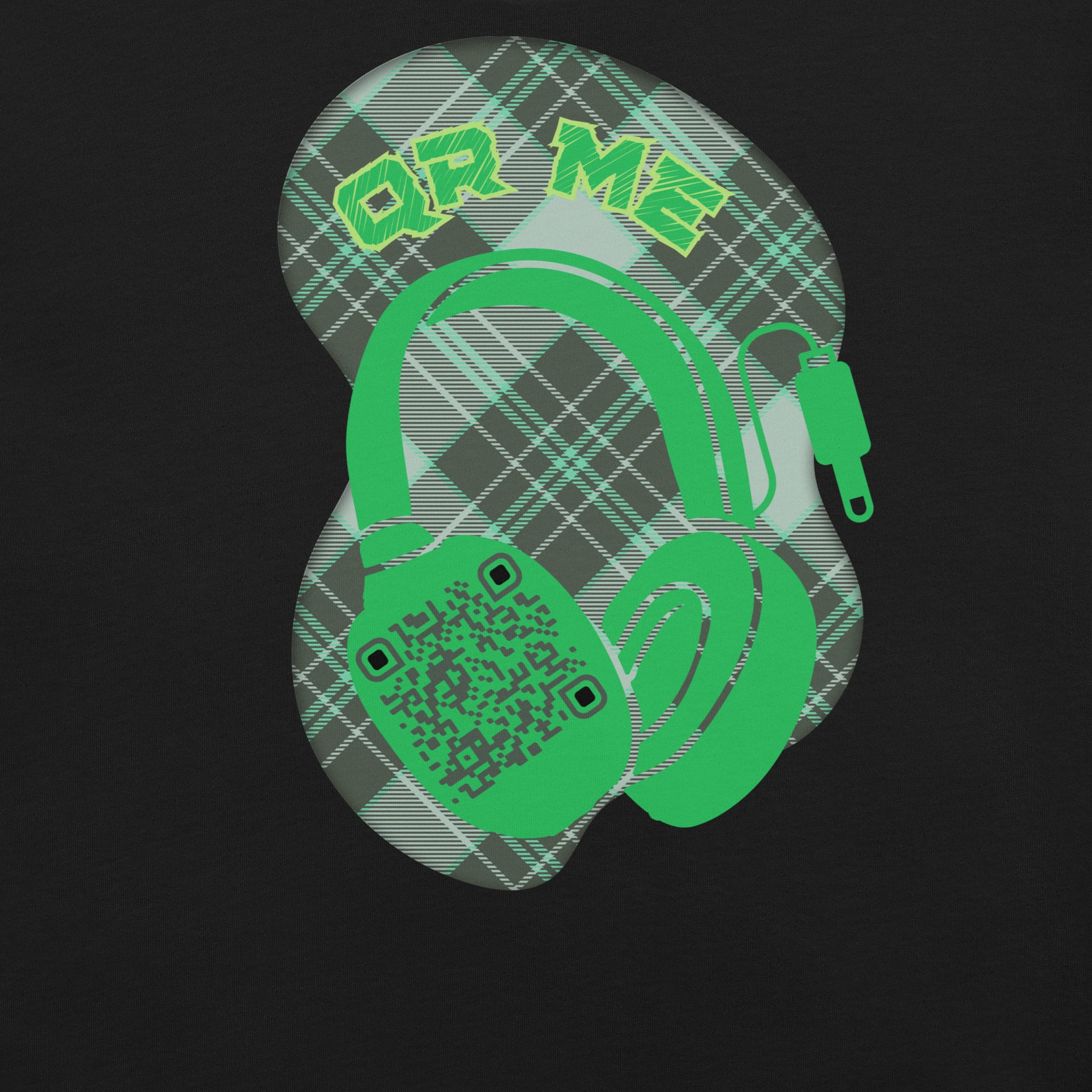 Green Check QR Code T-Shirt – Share Your Music with a Classic Twist