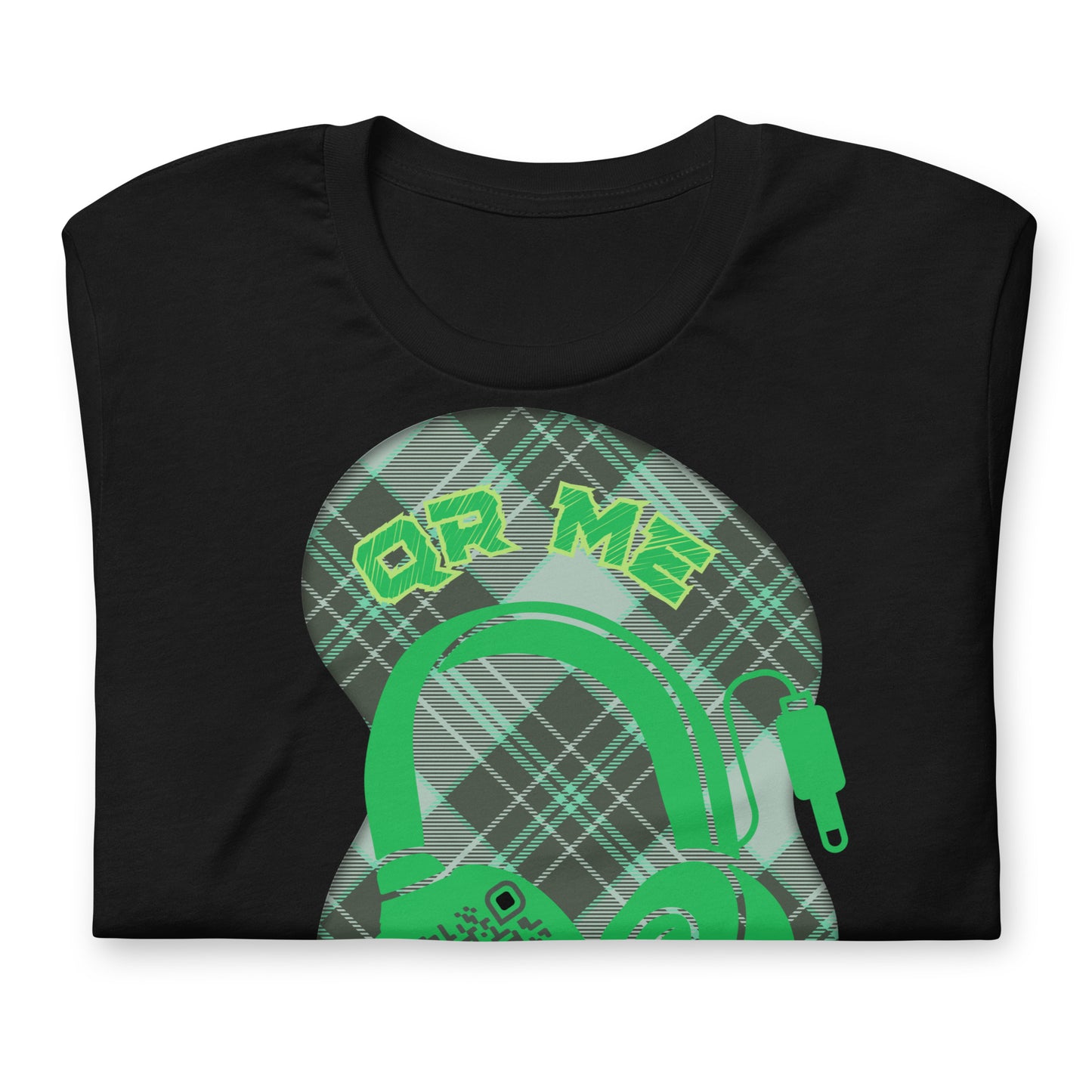 Green Check QR Code T-Shirt – Share Your Music with a Classic Twist
