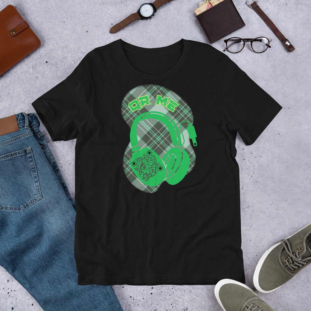 Green Check QR Code T-Shirt – Share Your Music with a Classic Twist