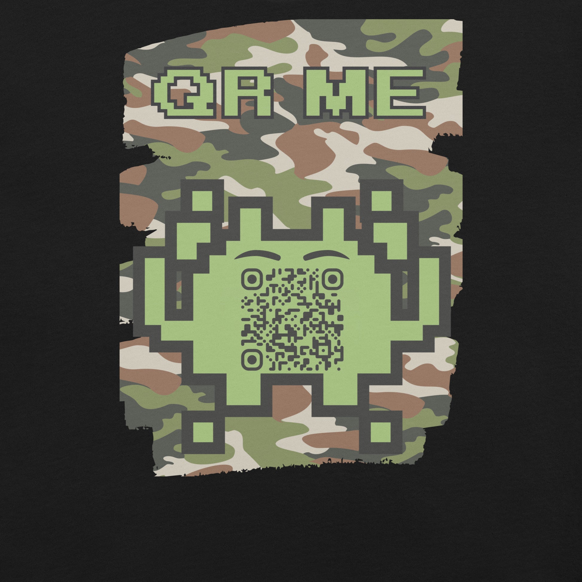 Green Camo Alien QR Code T-Shirt β For Gamers and Digital Creators