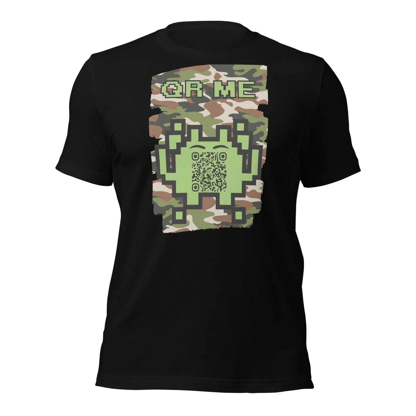 Green Camo Alien QR Code T-Shirt β For Gamers and Digital Creators