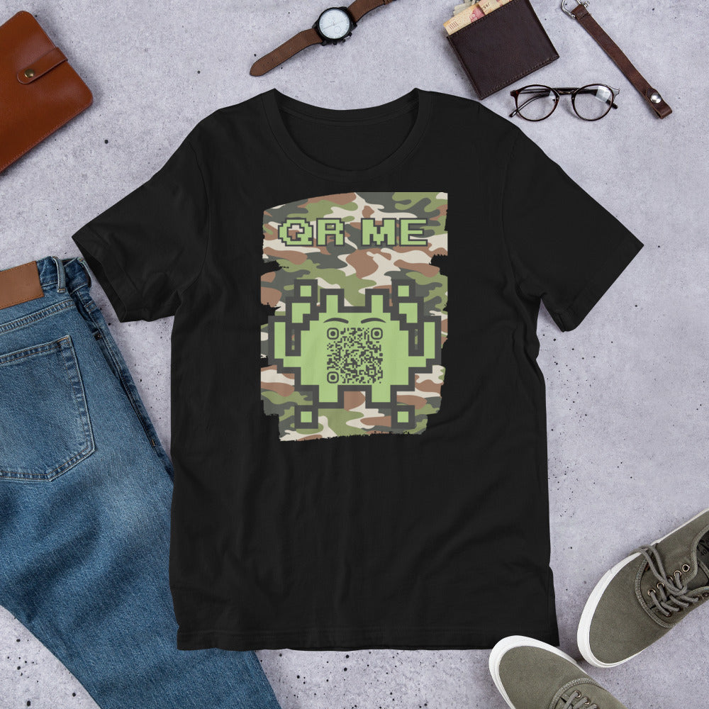 Green Camo Alien QR Code T-Shirt β For Gamers and Digital Creators