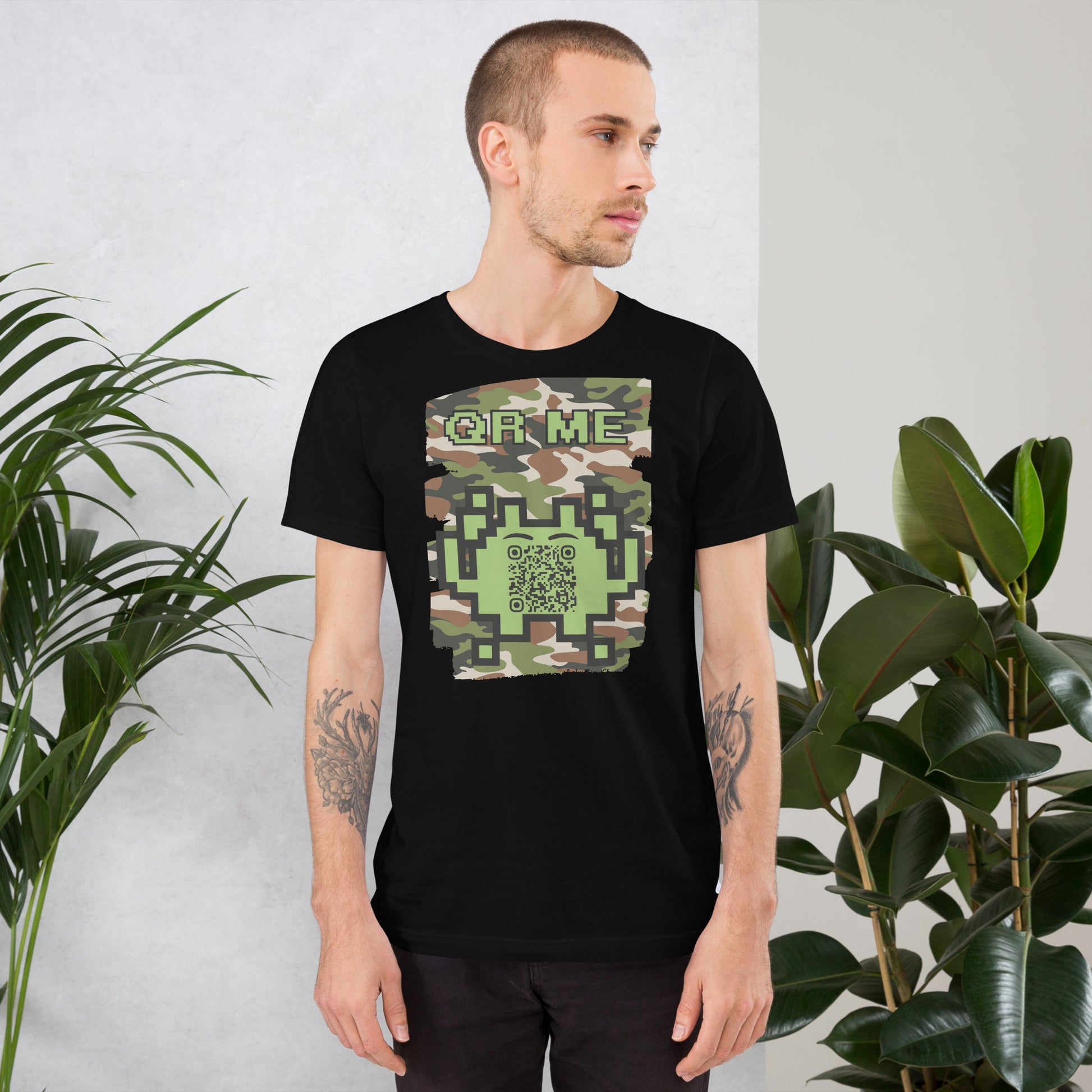 Green Camo Alien QR Code T-Shirt β For Gamers and Digital Creators