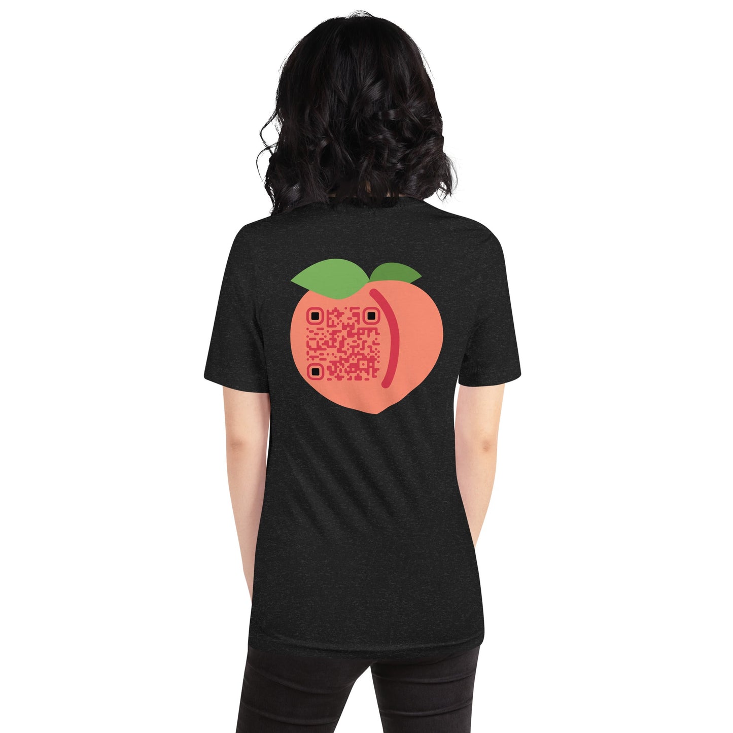 Peach Emoji Personalized QR Code Unisex T-Shirt