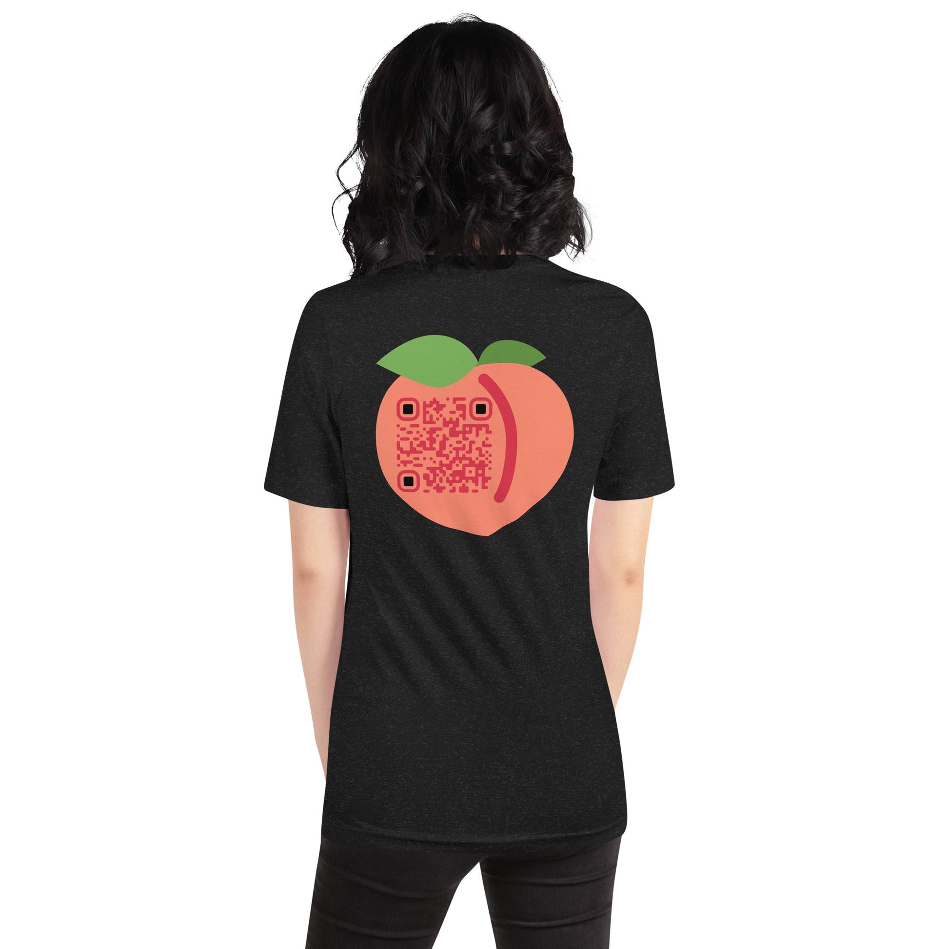 Peach Emoji Personalized QR Code Unisex T-Shirt