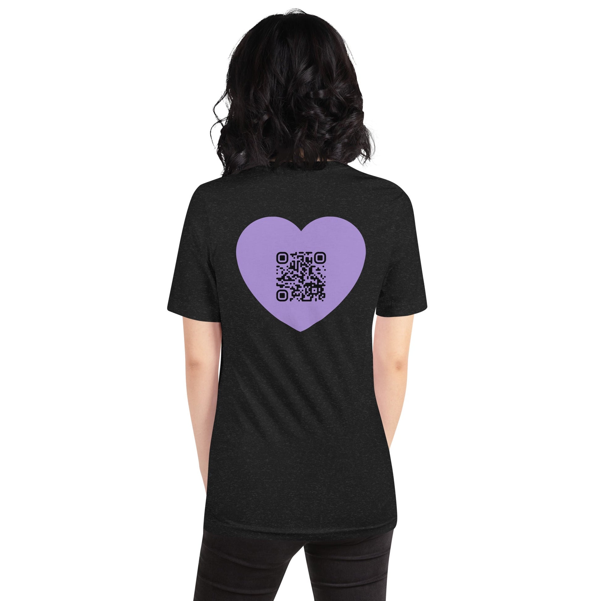 Purple Heart Emoji Personalized QR Code Unisex T-Shirt