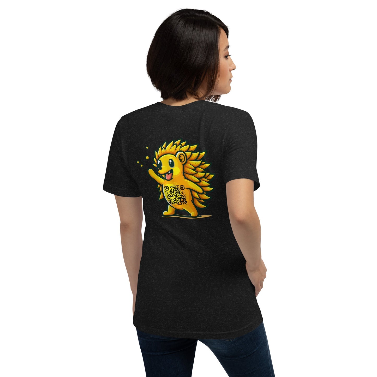 Hedgehog Emoji Personalized QR Code Unisex T-Shirt