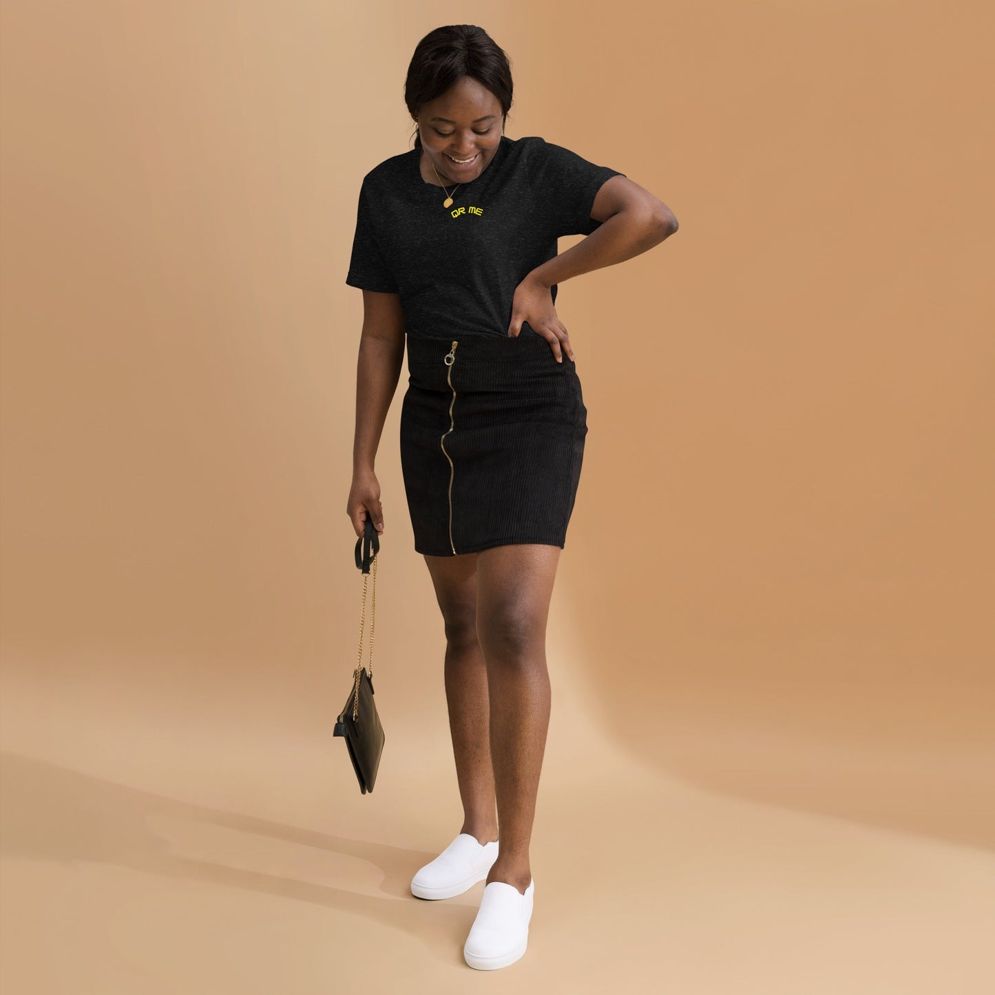Peach Emoji Personalized QR Code Unisex T-Shirt