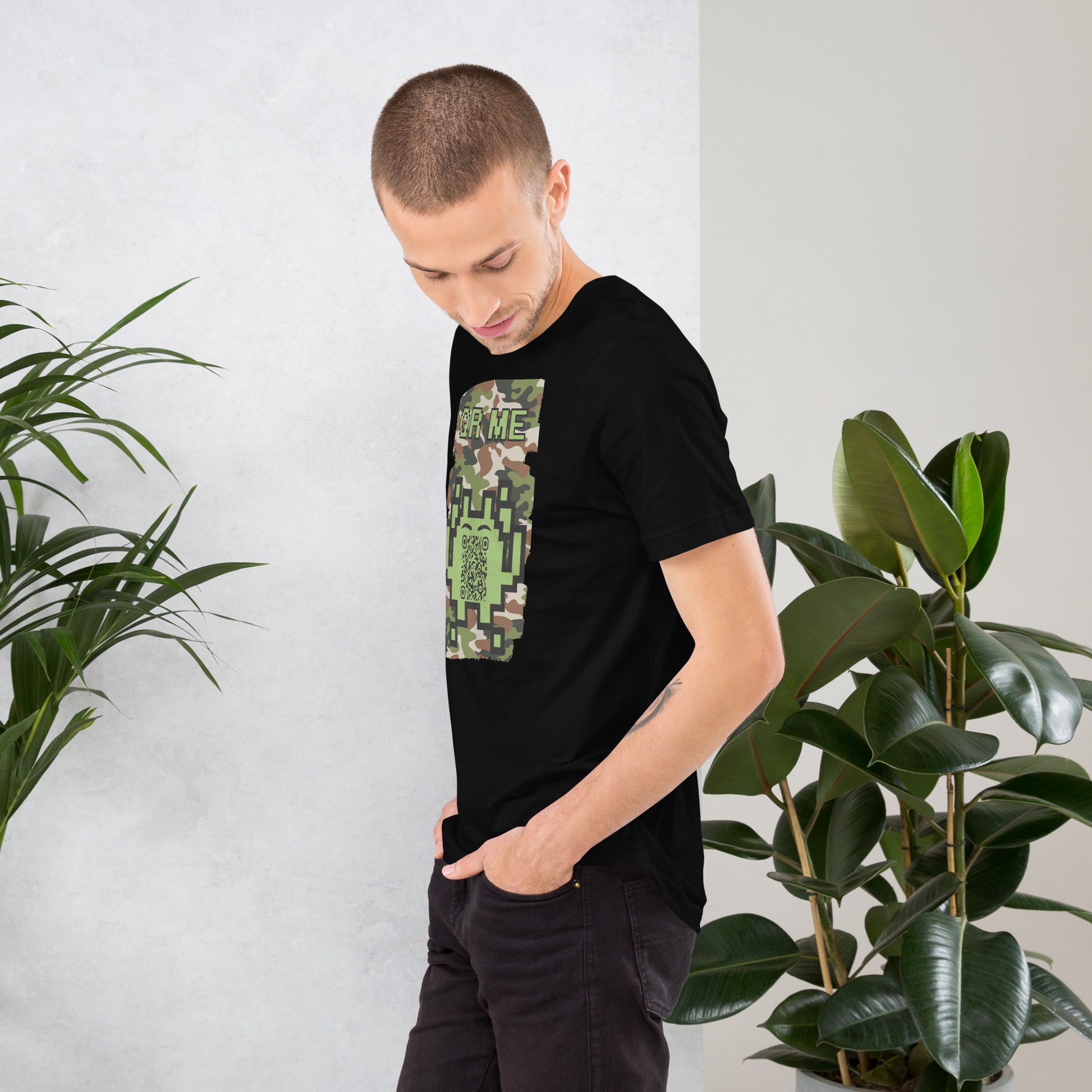 Green Camo Alien QR Code T-Shirt β For Gamers and Digital Creators