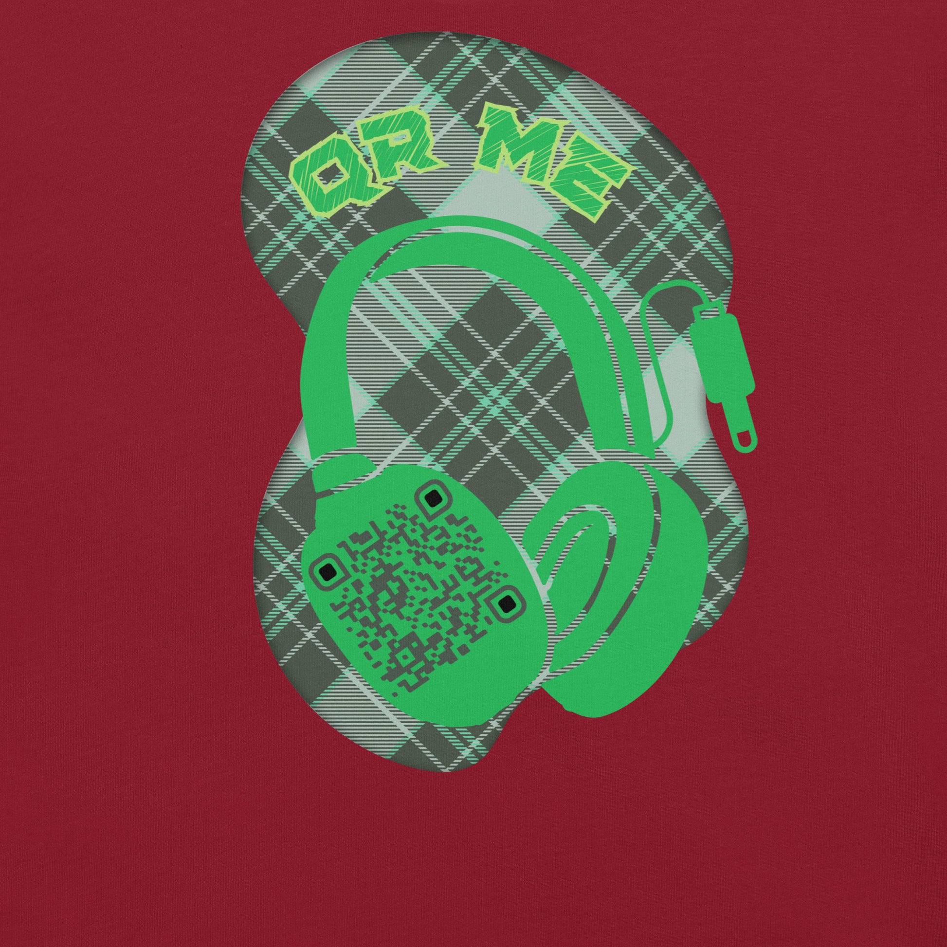 Green Check QR Code T-Shirt – Share Your Music with a Classic Twist