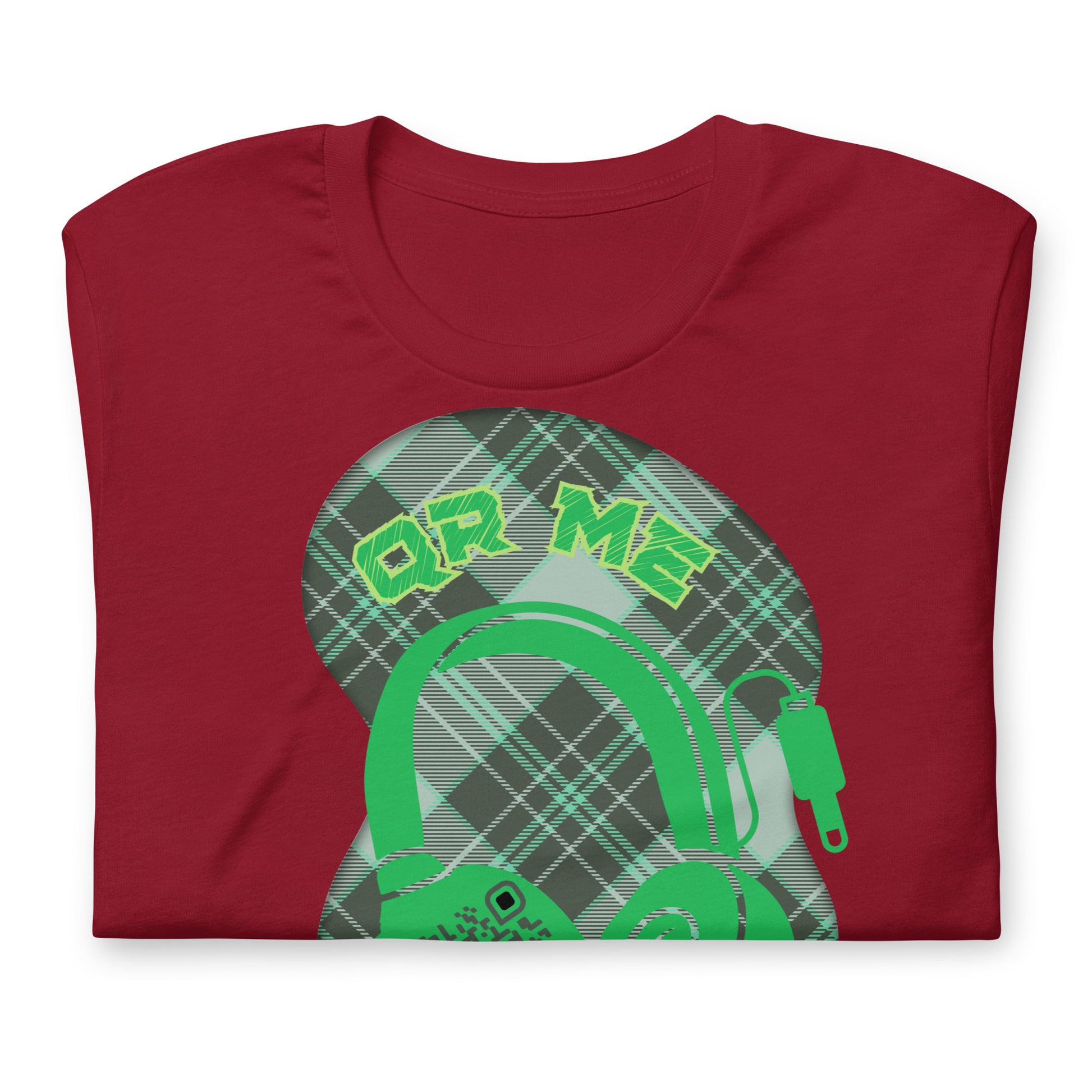 Green Check QR Code T-Shirt – Share Your Music with a Classic Twist