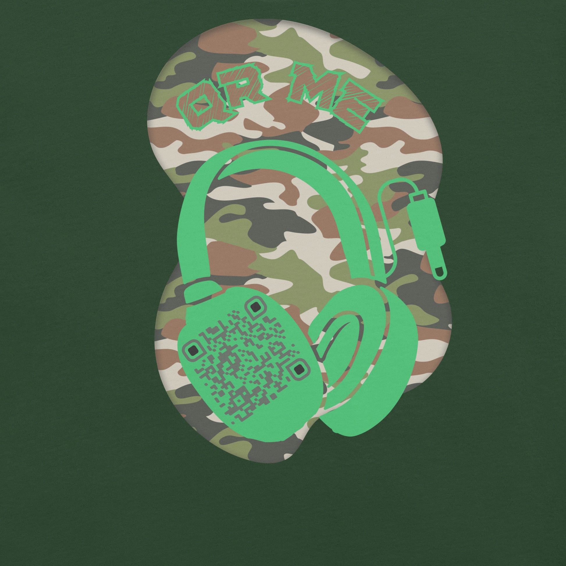 Green Camo QR Code T-Shirt – Share Your Music in Style