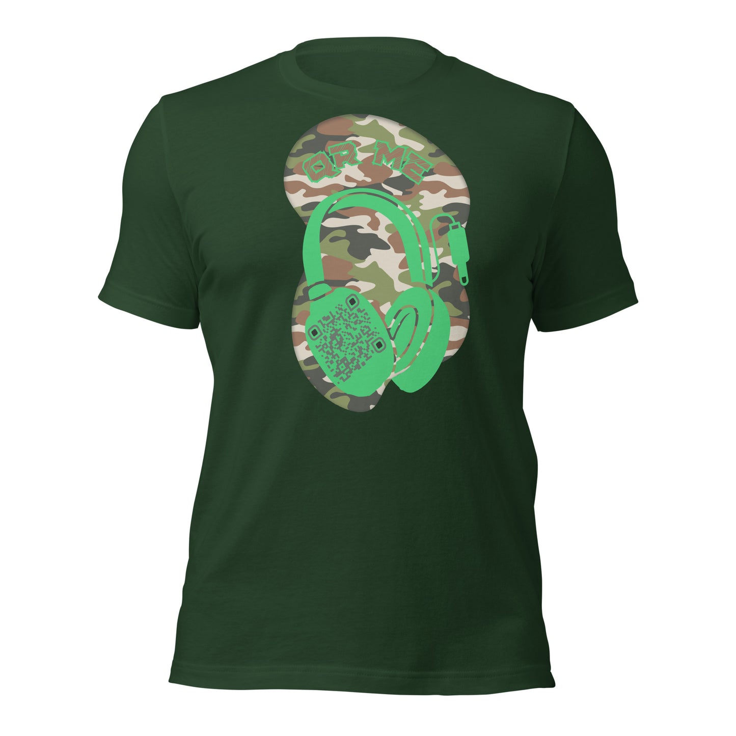 Green Camo QR Code T-Shirt – Share Your Music in Style