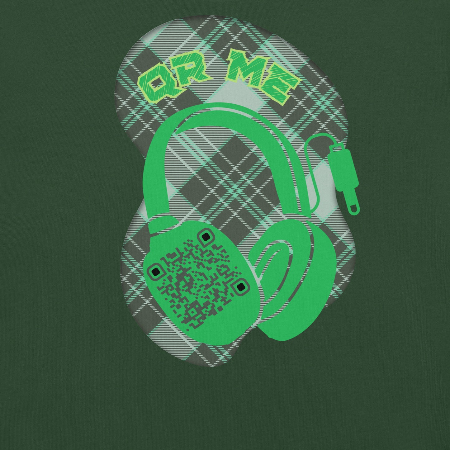 Green Check QR Code T-Shirt – Share Your Music with a Classic Twist