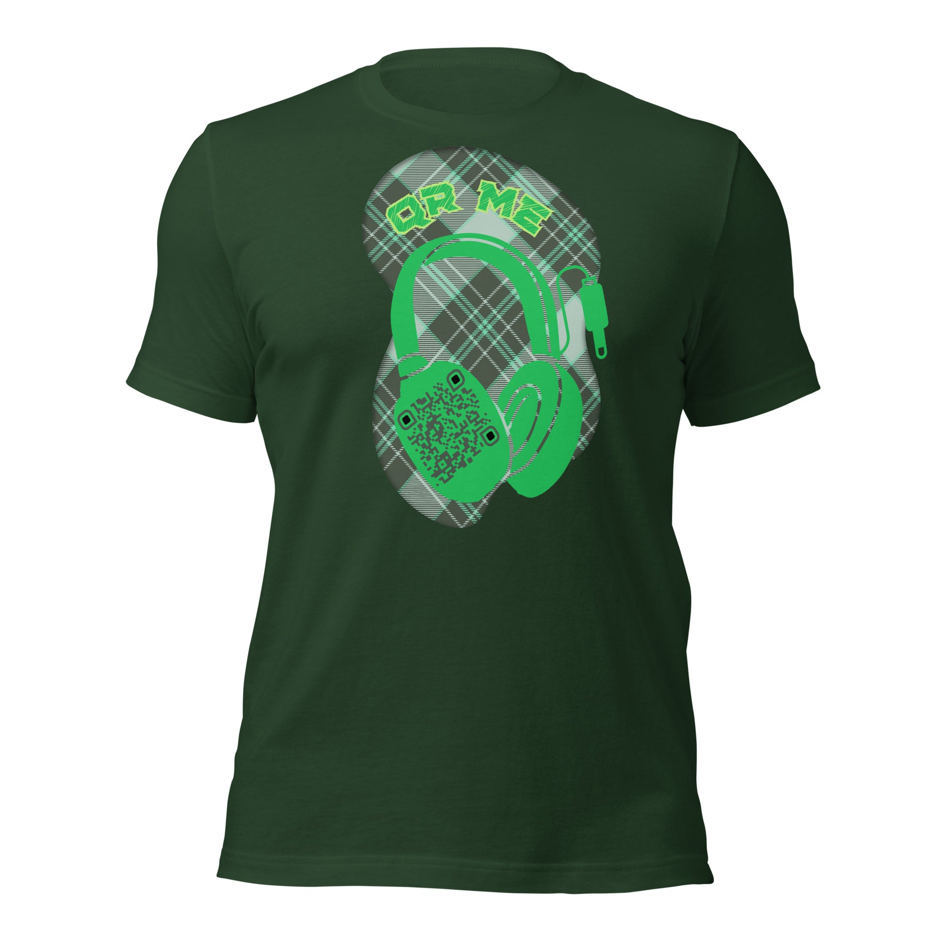 Green Check QR Code T-Shirt – Share Your Music with a Classic Twist