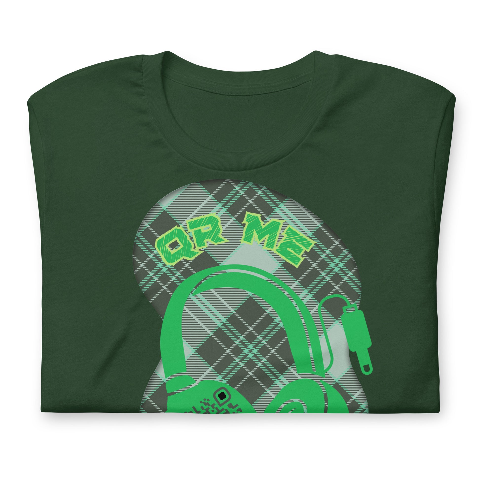 Green Check QR Code T-Shirt – Share Your Music with a Classic Twist