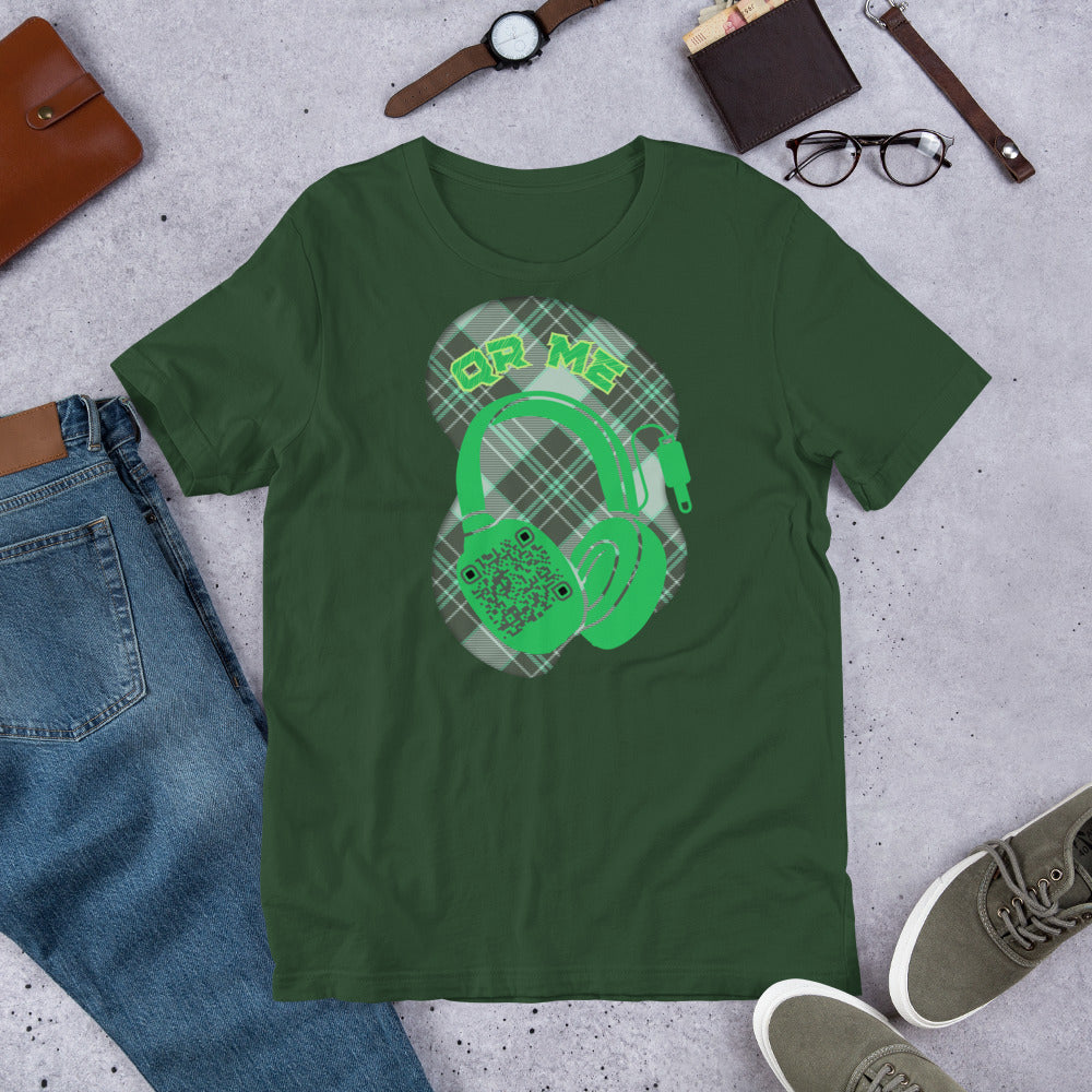 Green Check QR Code T-Shirt – Share Your Music with a Classic Twist