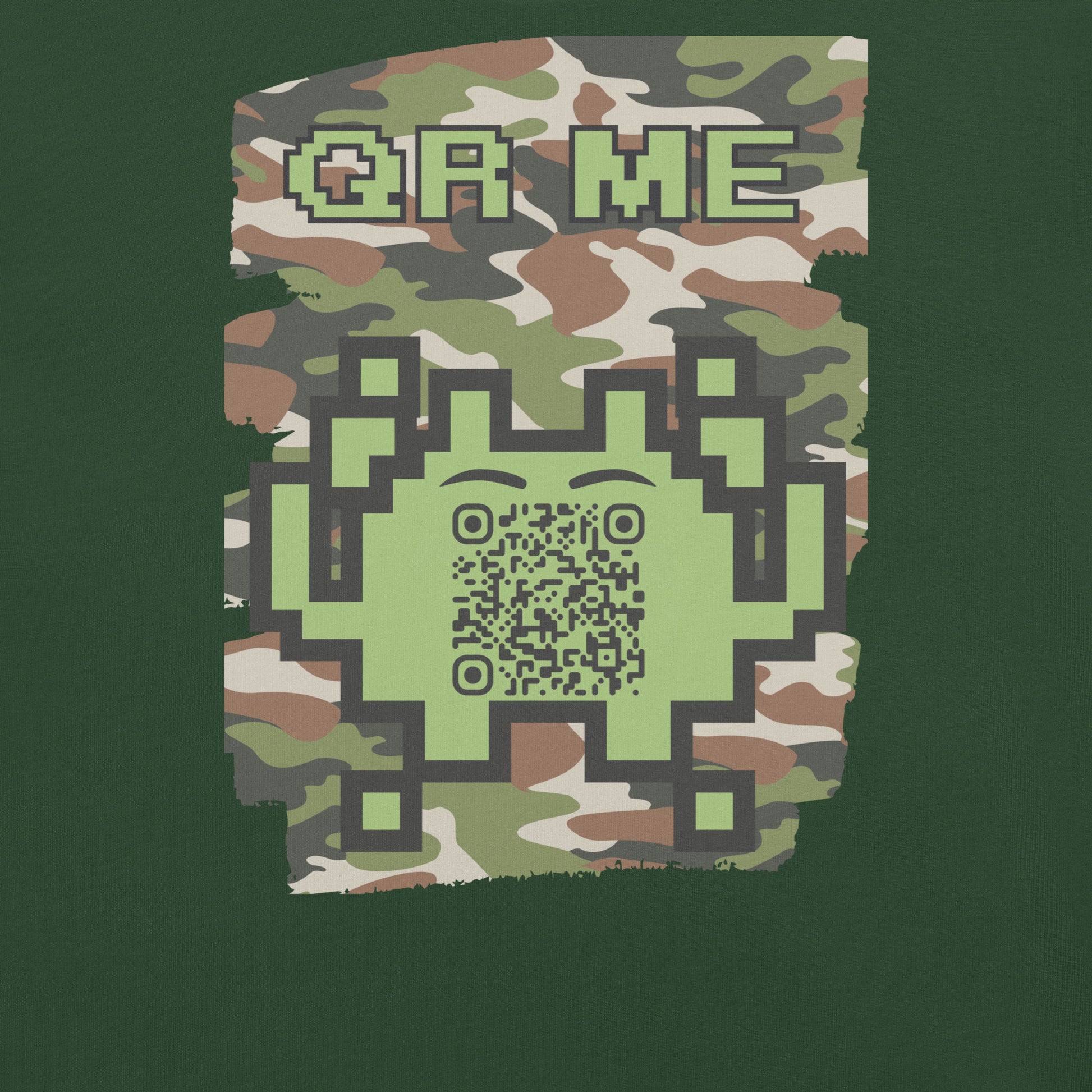 Green Camo Alien QR Code T-Shirt β For Gamers and Digital Creators