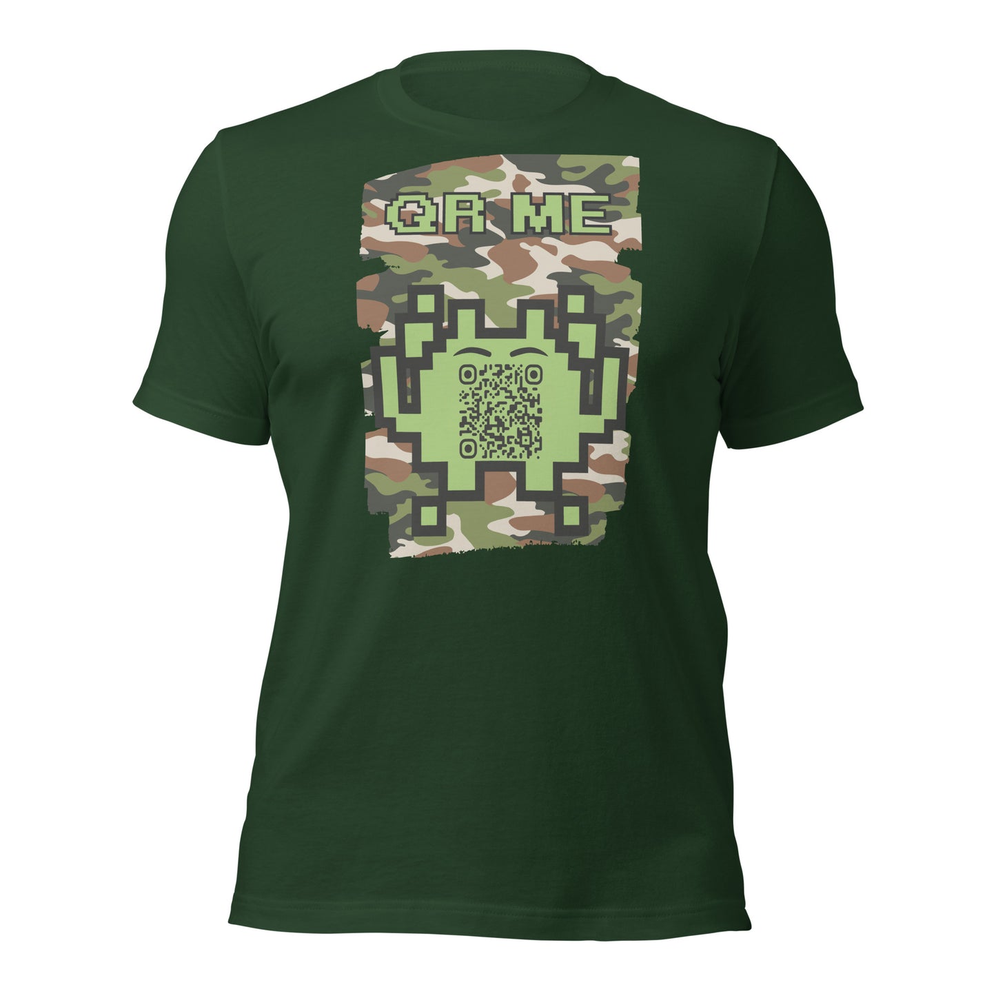 Green Camo Alien QR Code T-Shirt β For Gamers and Digital Creators