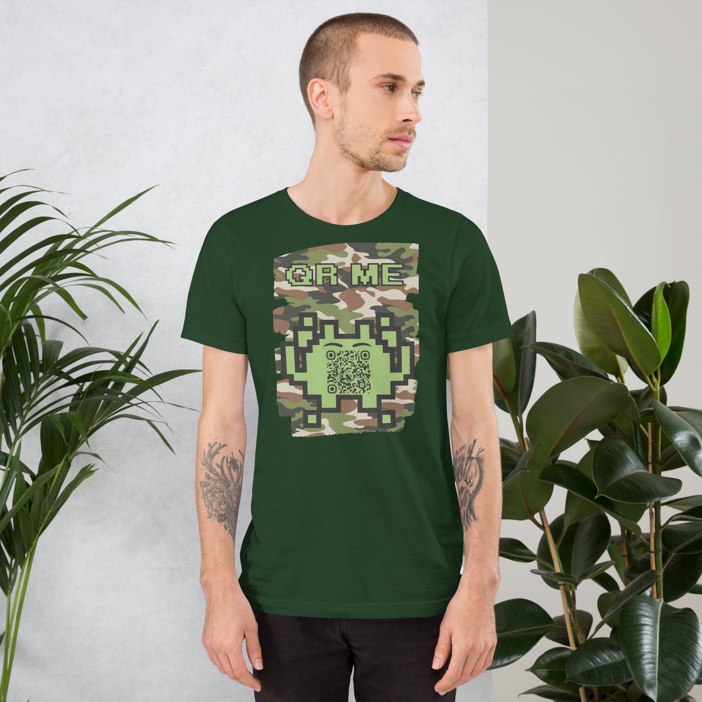 Green Camo Alien QR Code T-Shirt β For Gamers and Digital Creators