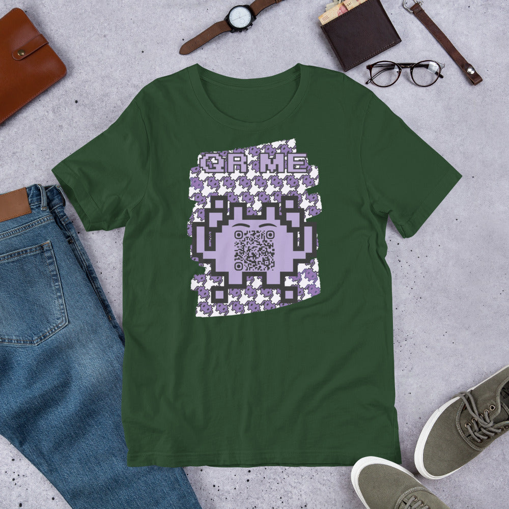 Purple Alien QR Code T-Shirt – For Gamers and YouTubers