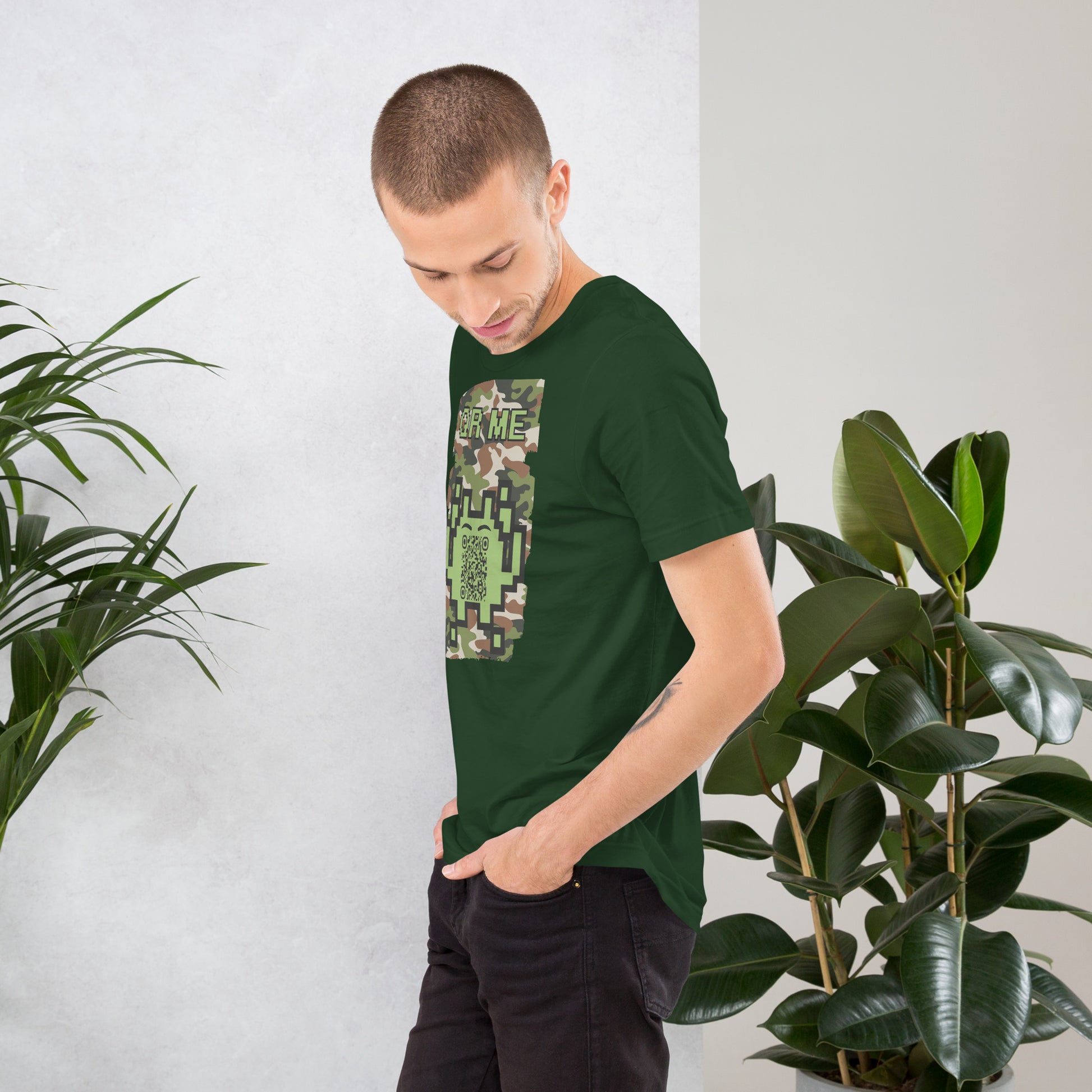 Green Camo Alien QR Code T-Shirt β For Gamers and Digital Creators