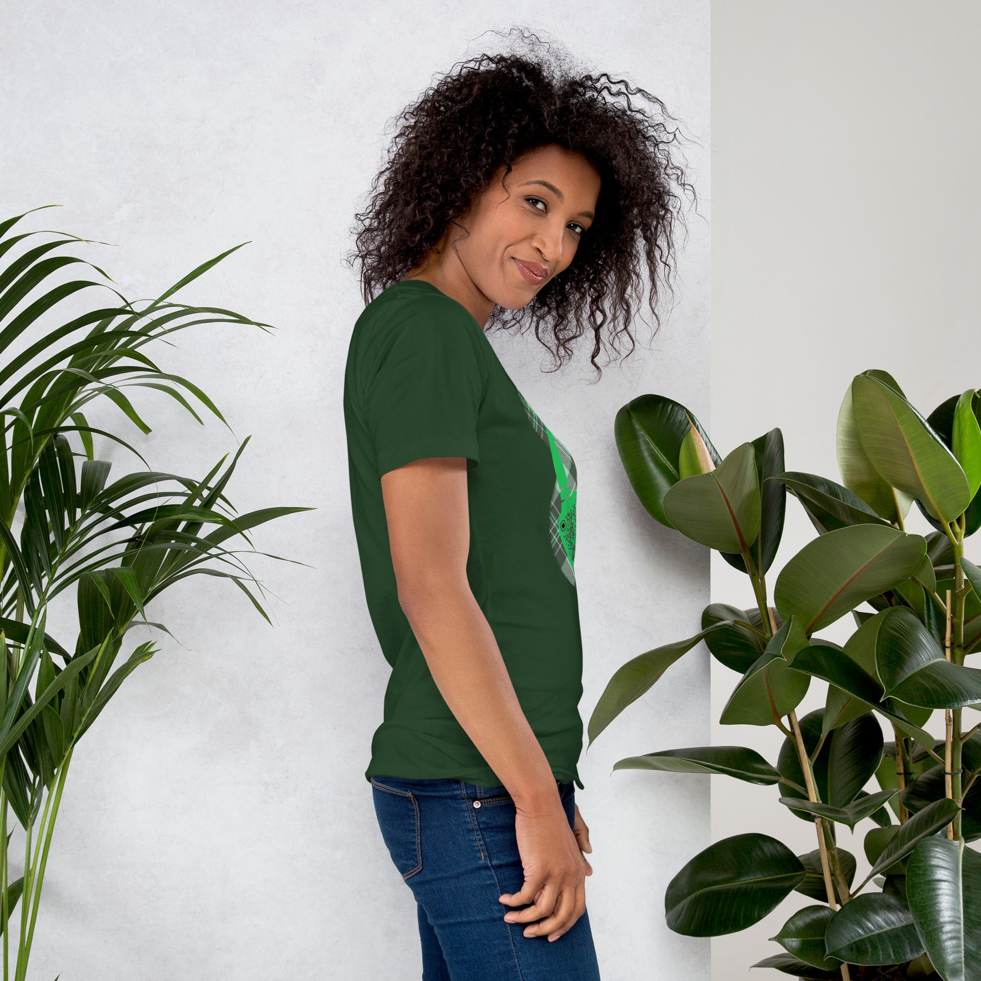 Green Check QR Code T-Shirt – Share Your Music with a Classic Twist