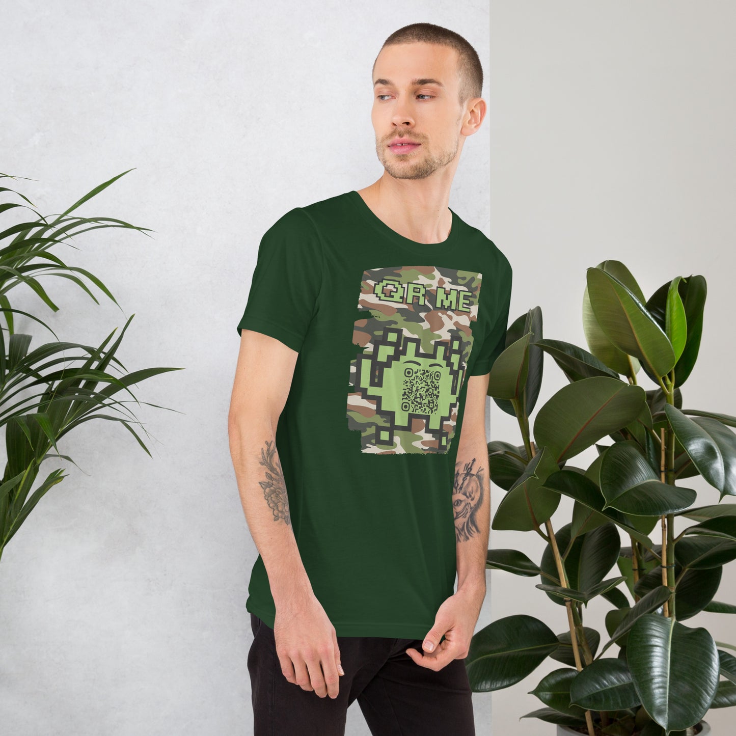 Green Camo Alien QR Code T-Shirt β For Gamers and Digital Creators