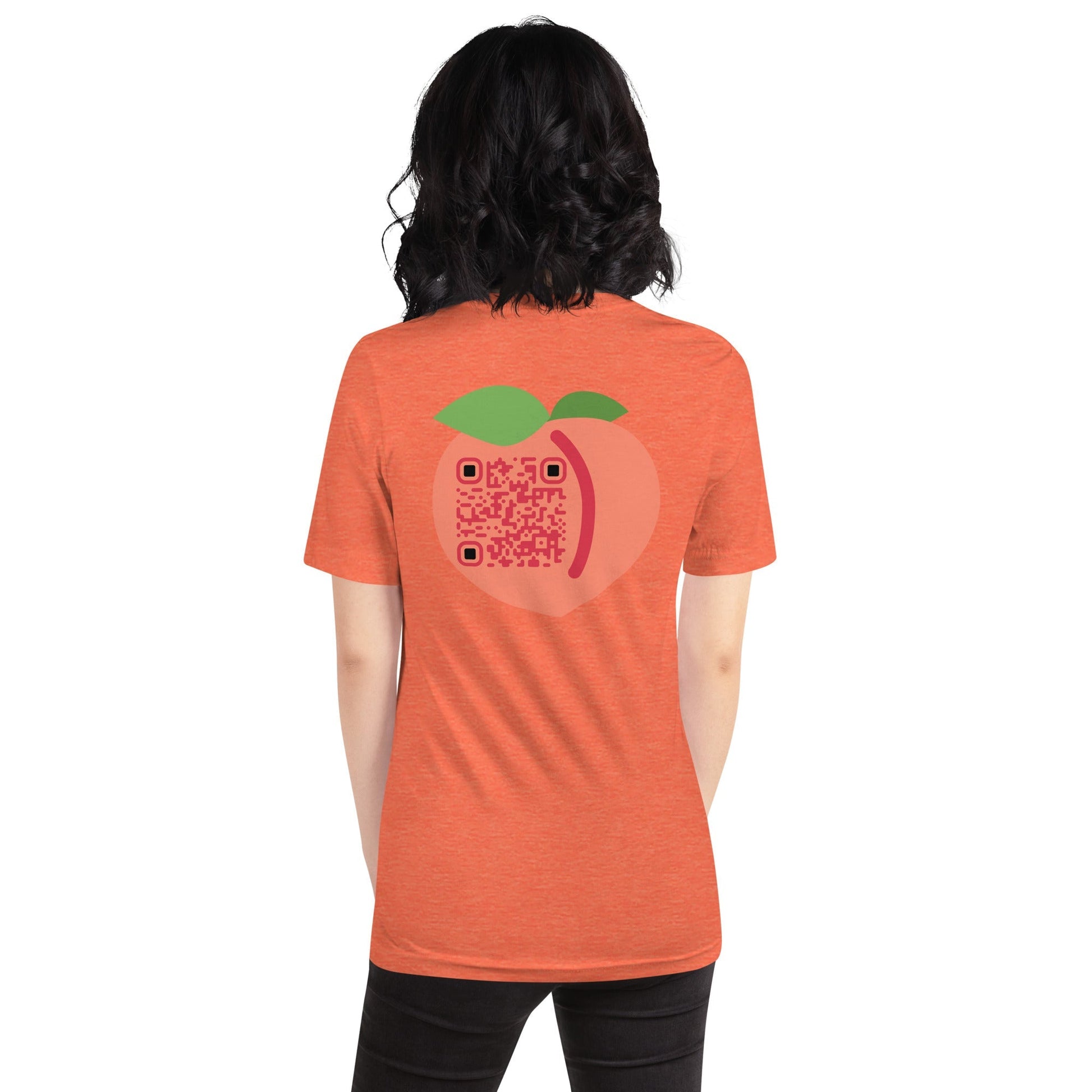 Peach Emoji Personalized QR Code Unisex T-Shirt