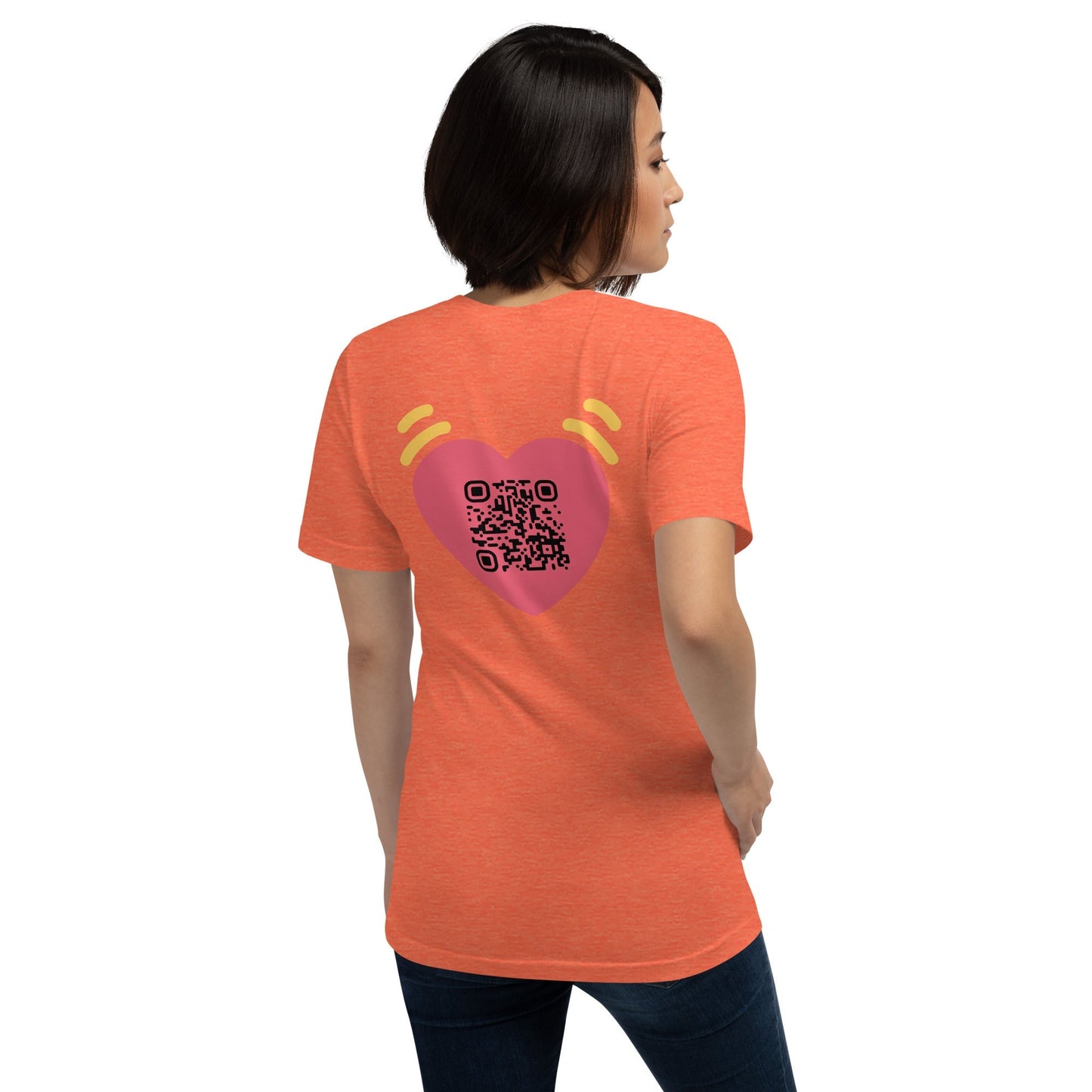 Pink Heart Emoji Personalized QR Code Unisex T-Shirt