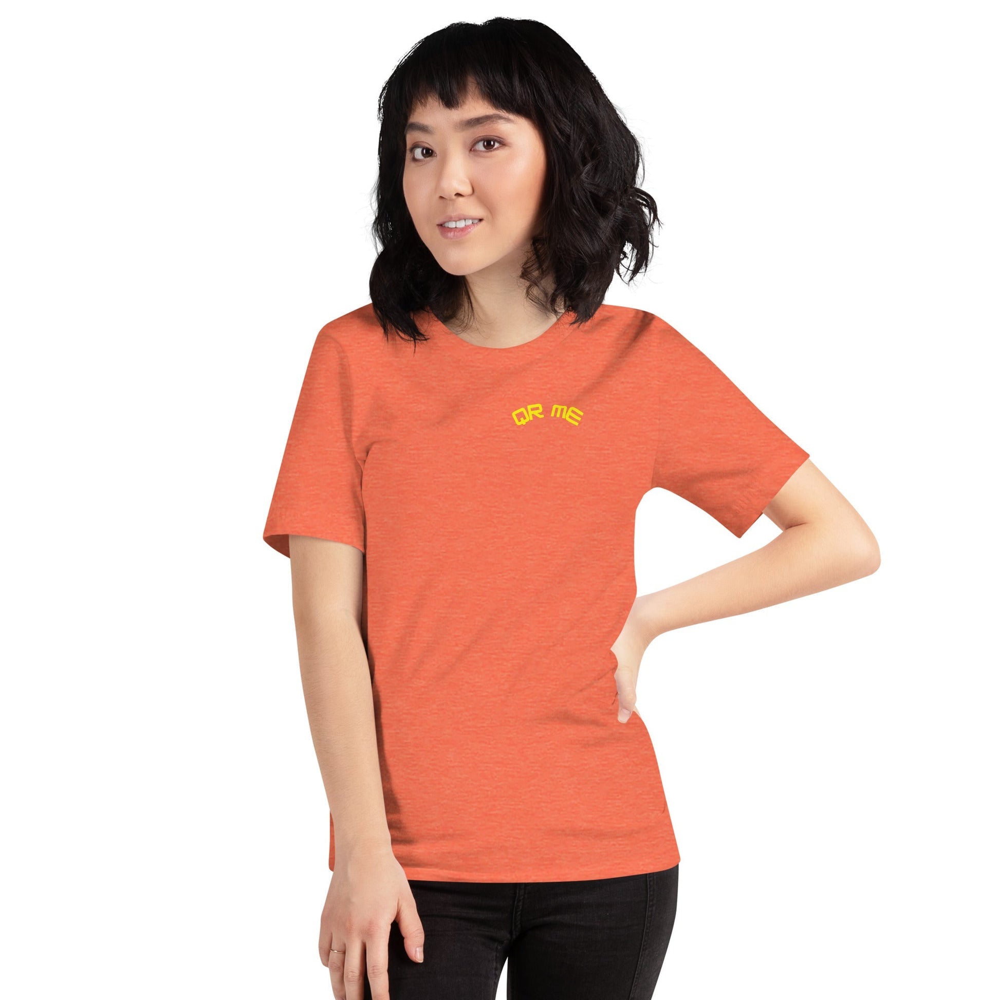 Peach Emoji Personalized QR Code Unisex T-Shirt