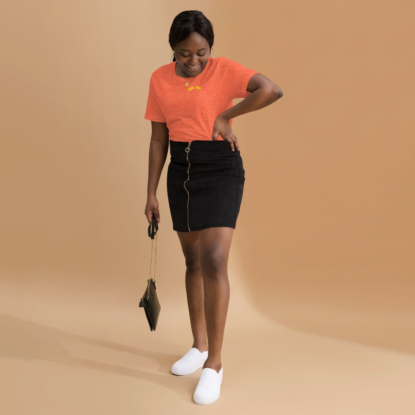 Peach Emoji Personalized QR Code Unisex T-Shirt