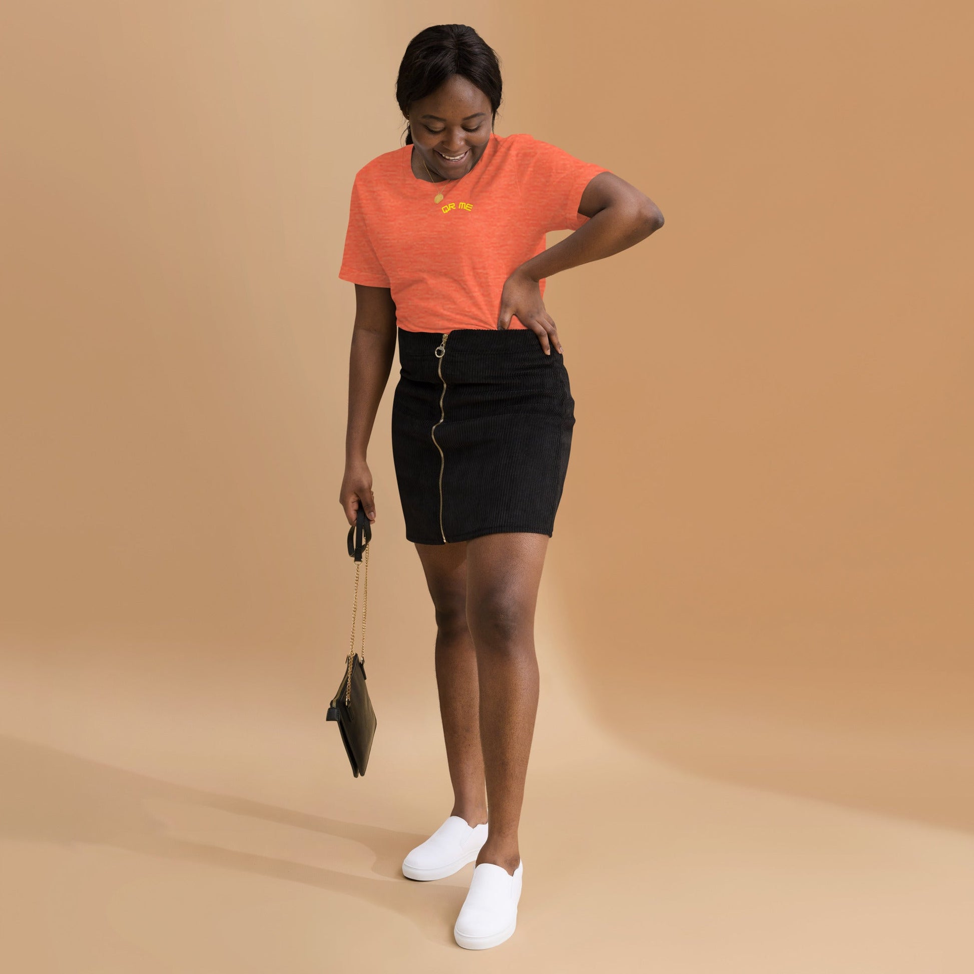 Peach Emoji Personalized QR Code Unisex T-Shirt