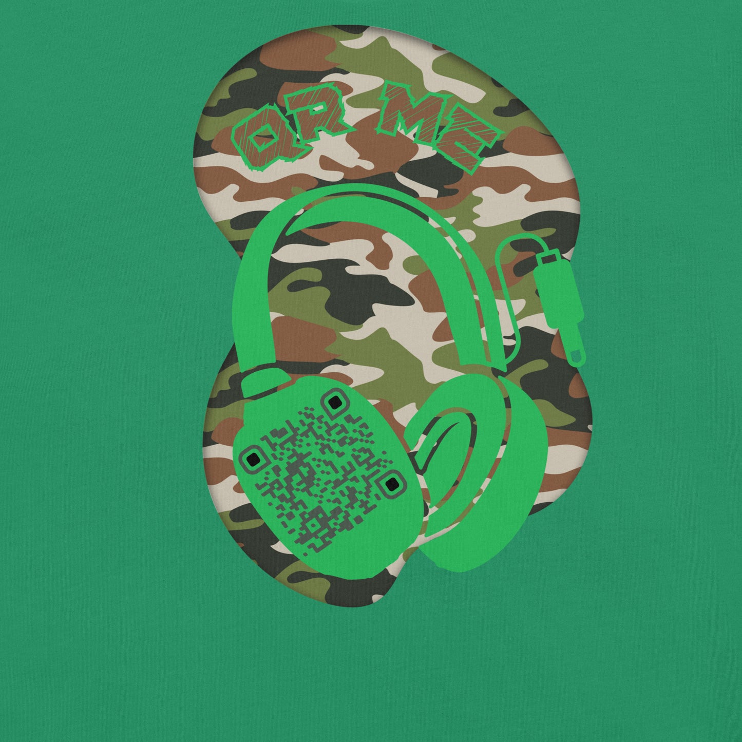 Green Camo QR Code T-Shirt – Share Your Music in Style